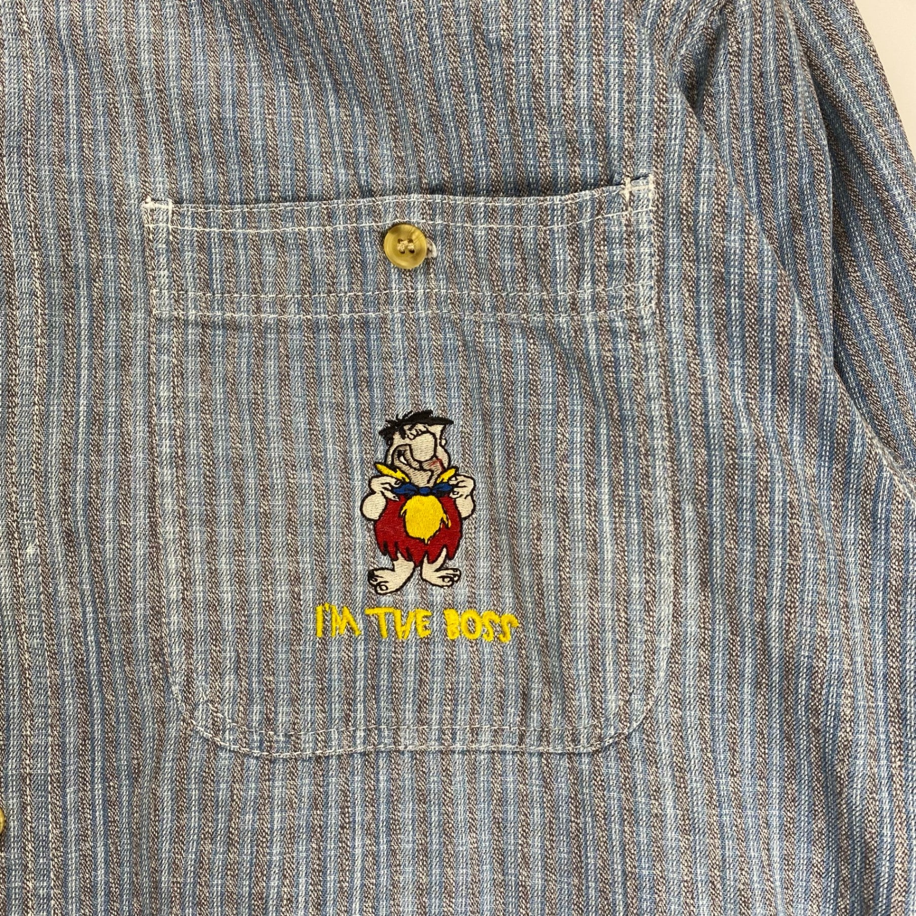 THE FLINTSTONES ザ フリントストーン / 原始家族BD シャツ チェック柄 ブルー SIZE：M