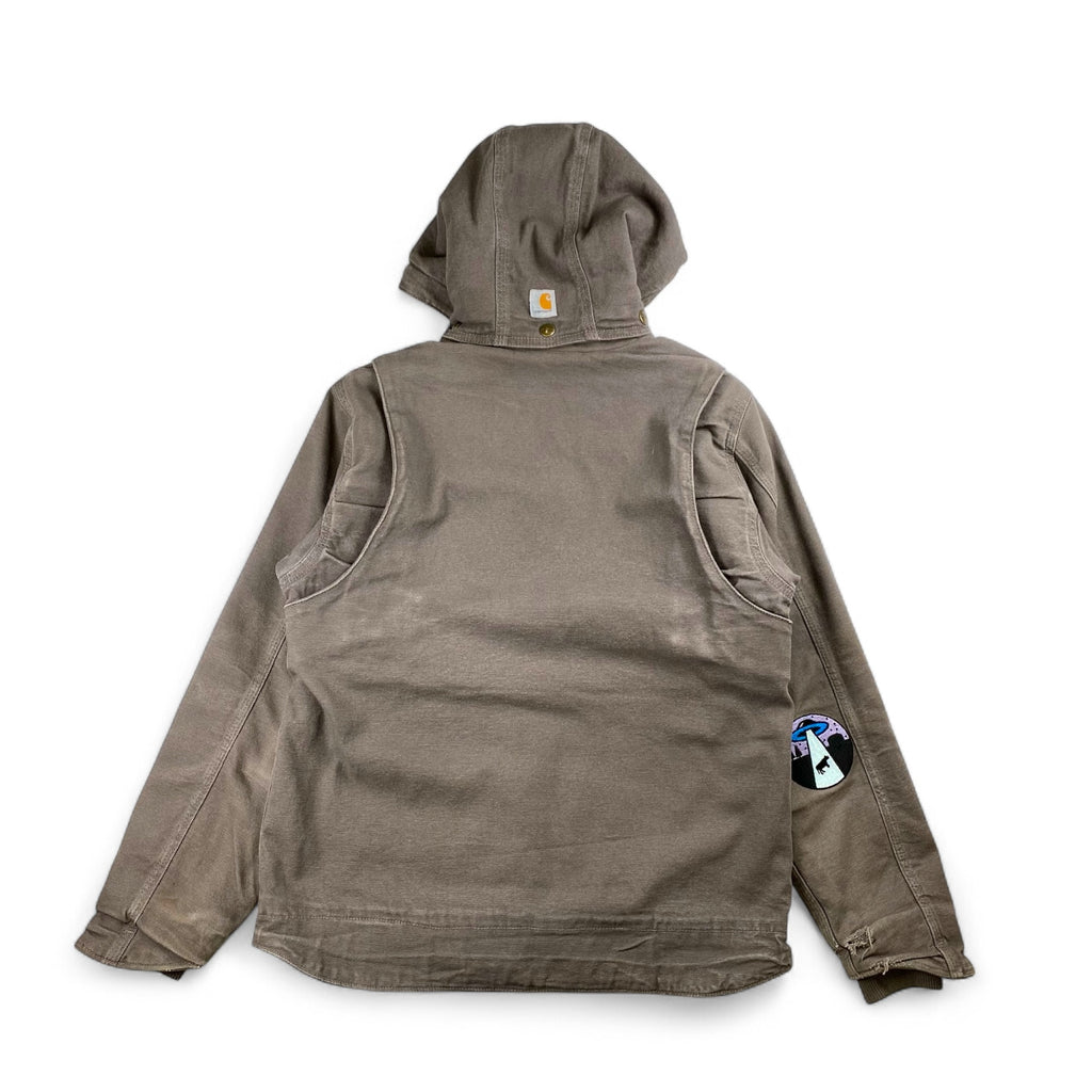 【珍品】 carhartt カーハート / キャトルミューティレーション FULL SWING ダック地 ジャケット チョコレートカラー 「キャトられ」ワッペン SIZE：S
