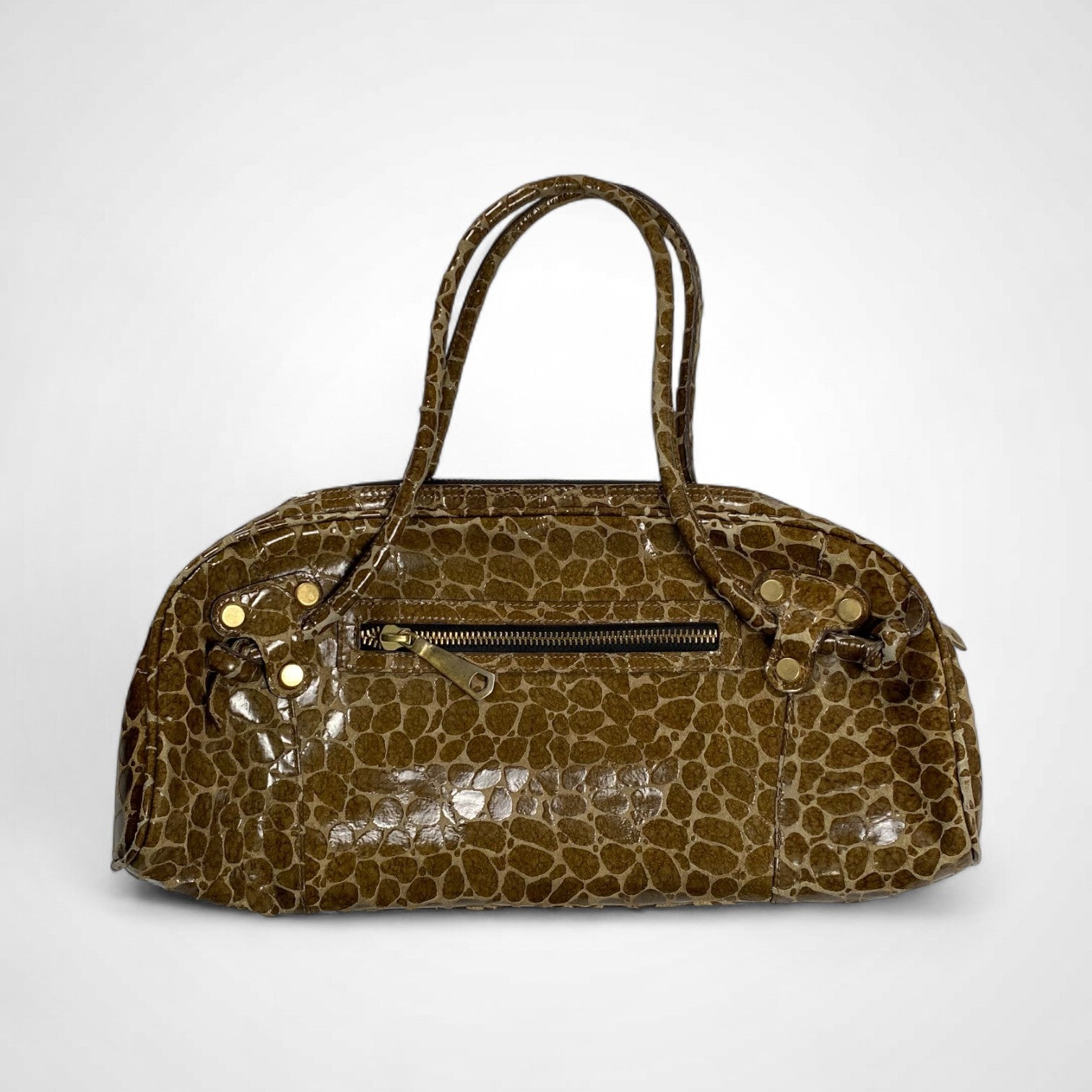 collection PRIVEE? コレクション プリヴェ / キリン柄 ハンドバッグ ボストン型 参考定価：85,000程度