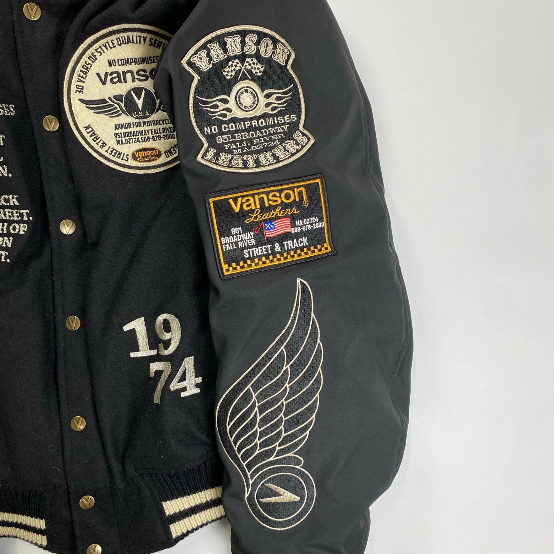 vanson バンソン / アワードジャケット スタジャン ブラック トランプワッペン SIZE:L