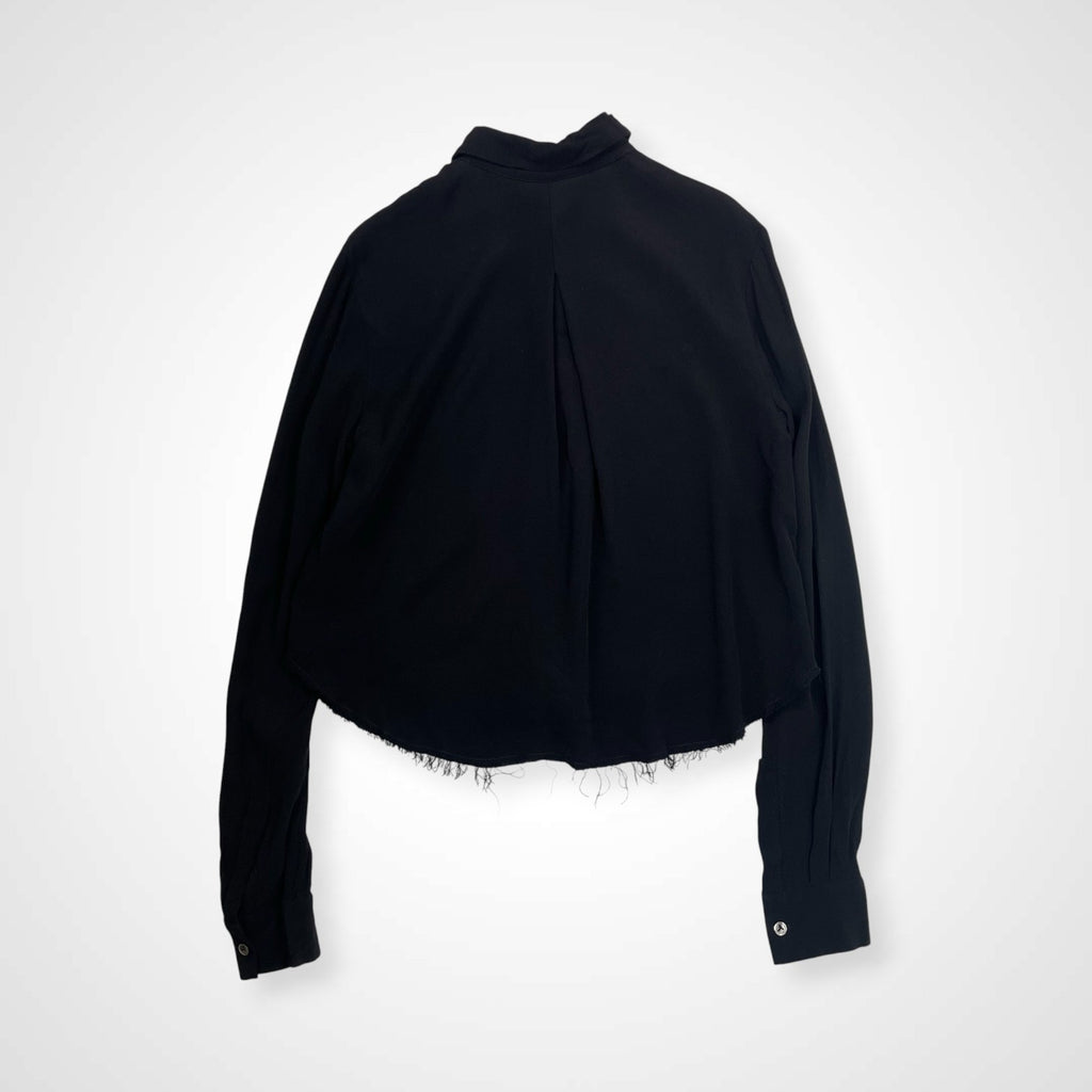 T by ALEXANDER WANG アレキサンダーワン / クロップドシャツ レーヨンギャバ ブラック  参考定価：35,000程度 SIZE:0