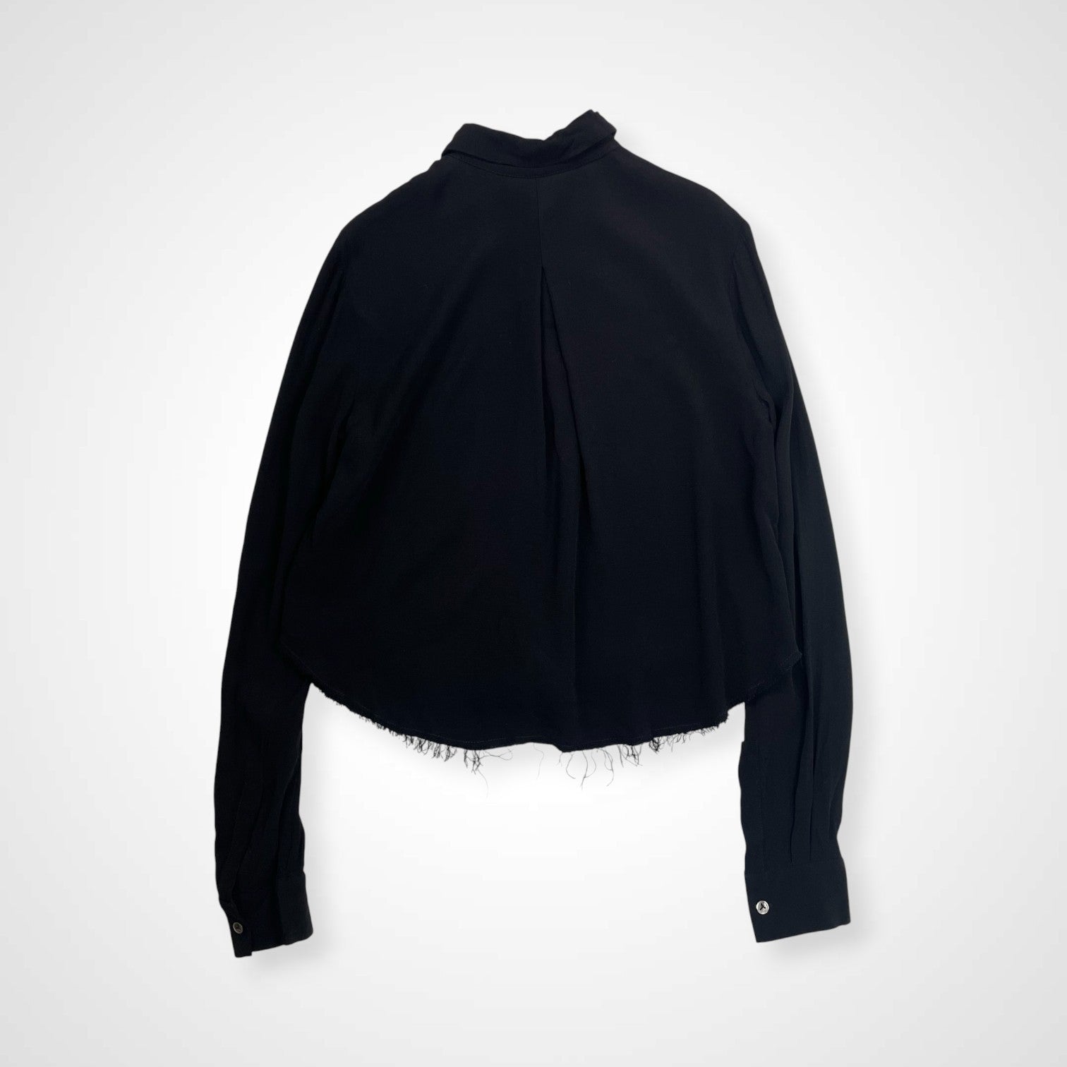 T by ALEXANDER WANG アレキサンダーワン / クロップドシャツ レーヨンギャバ ブラック  参考定価：35,000程度 SIZE:0