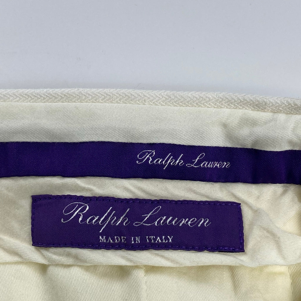 Ralph Lauren Purple Label ラルフローレン パープルレーベル / 2タック ヘリンボーン スラックス MADE IN ITALY コットン×リネン SIZE：W28