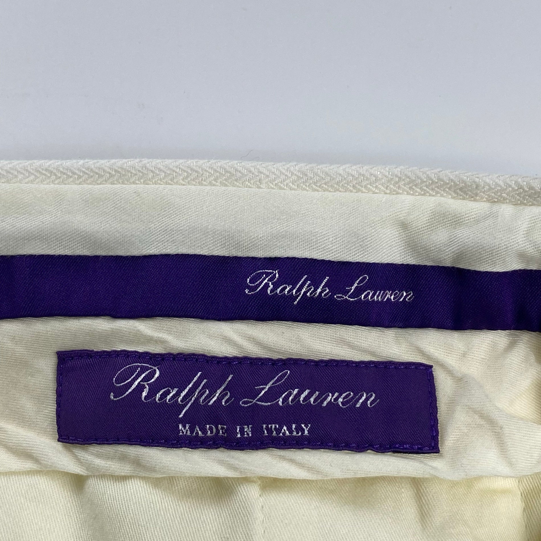 Ralph Lauren Purple Label ラルフローレン パープルレーベル / 2タック ヘリンボーン スラックス MADE IN ITALY コットン×リネン SIZE：W28