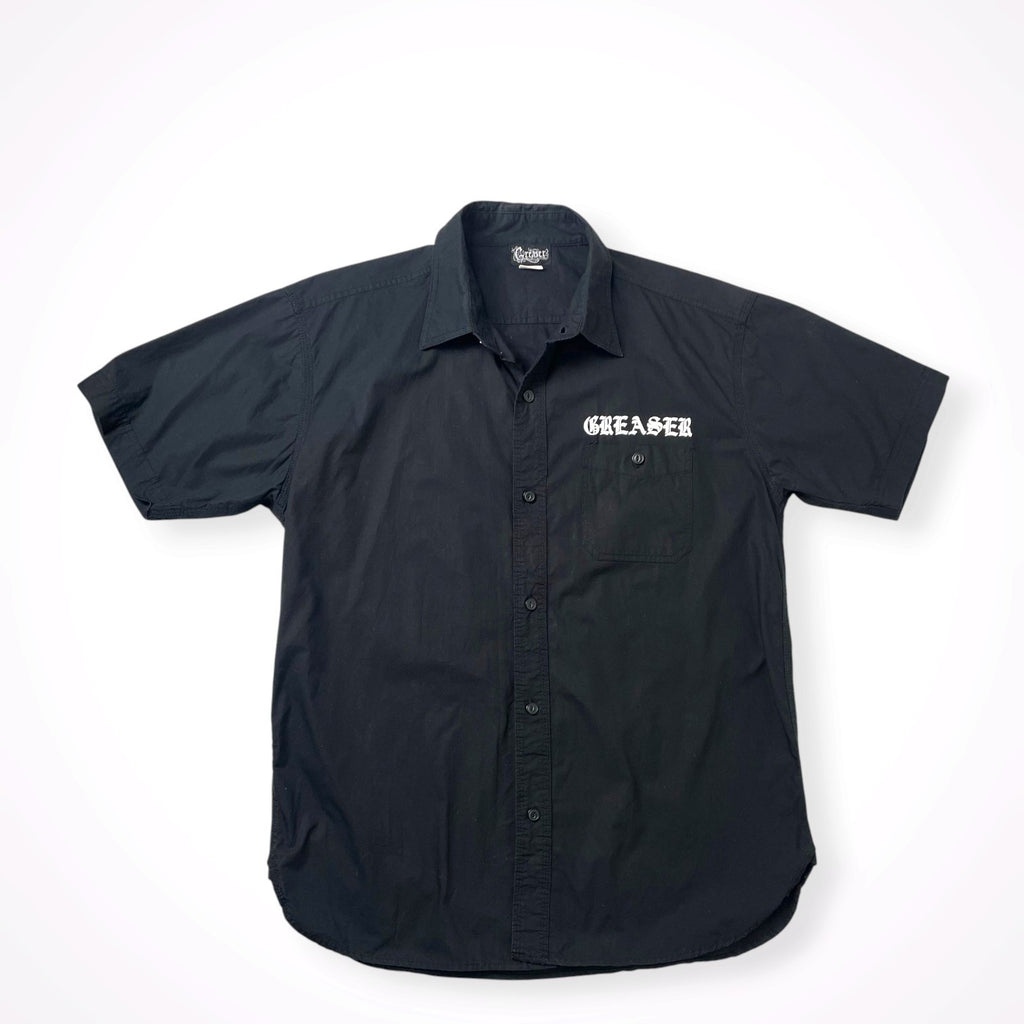 GREASER / バッククロスグラフィック 半袖ワークシャツ 参考定価：12,000程度 SIZE：XL