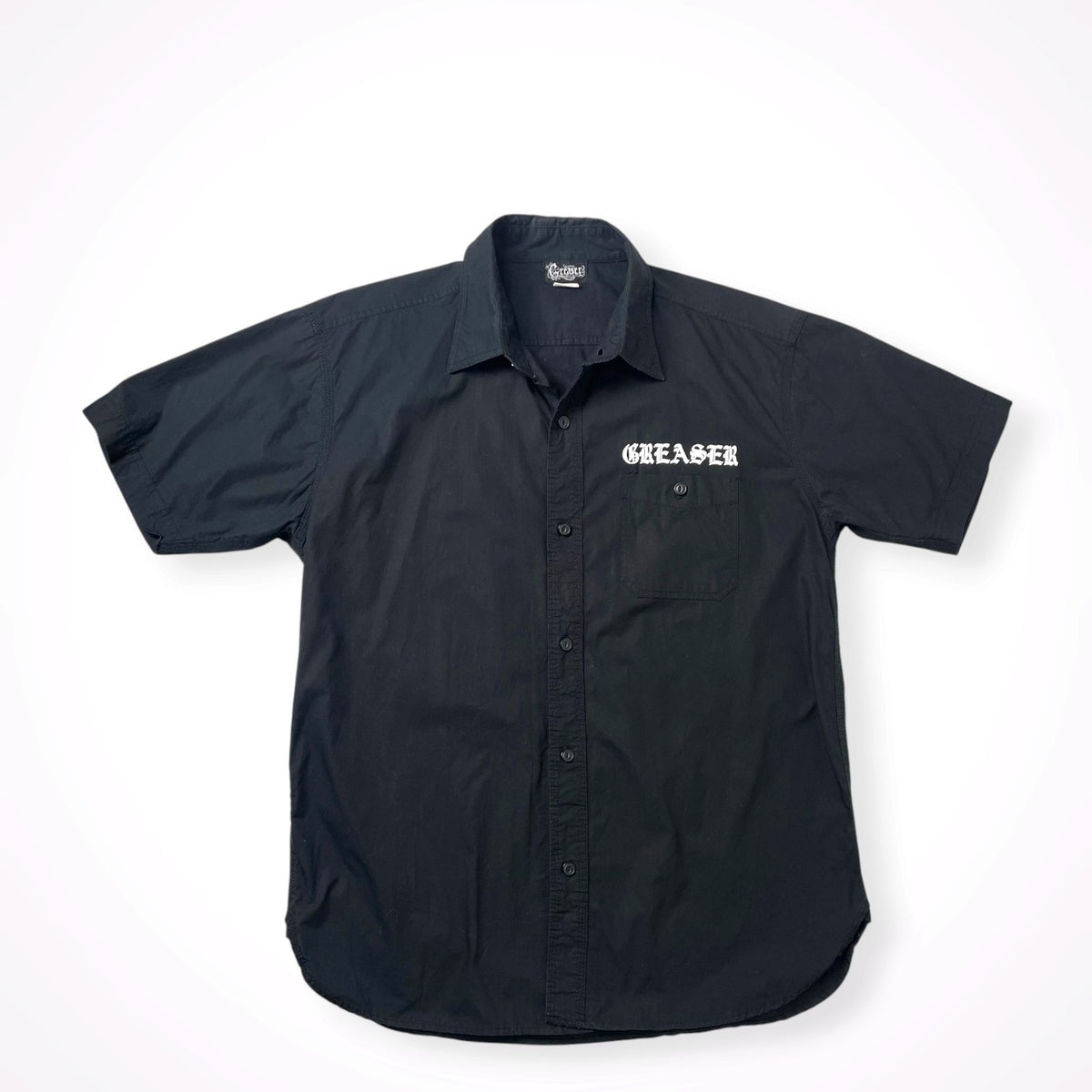 GREASER / バッククロスグラフィック 半袖ワークシャツ 参考定価：12,000程度 SIZE：XL