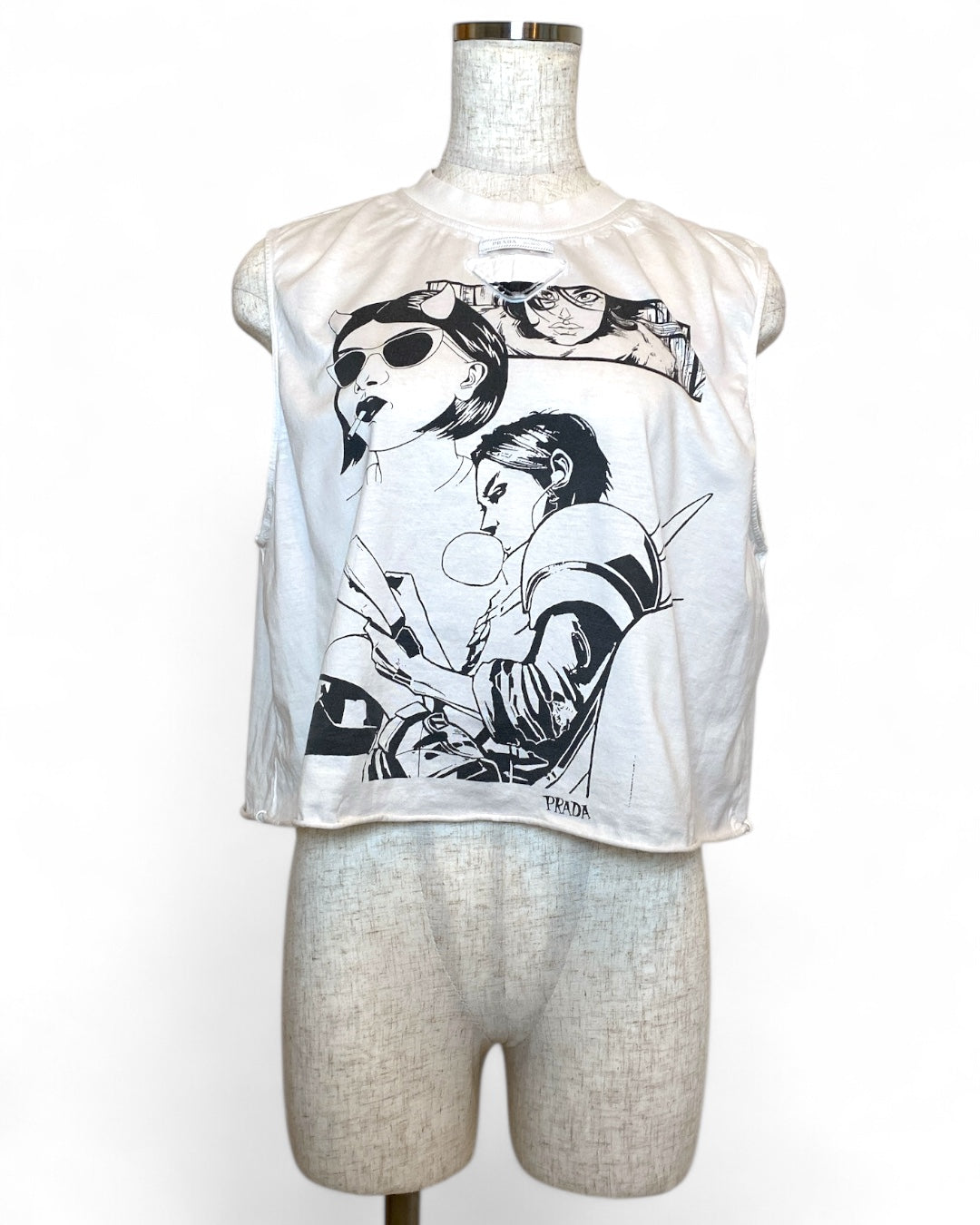 PRADA プラダ stellar leuna アメコミ風 プリント ノースリーブ Tシャツ