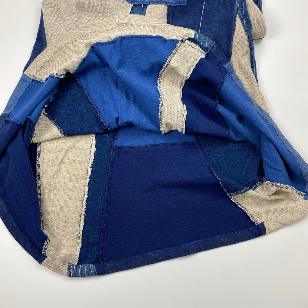 KAPITAL キャピタル / パッチワーク インディゴ タイト ロングスカート コットン リネン SIZE:XS