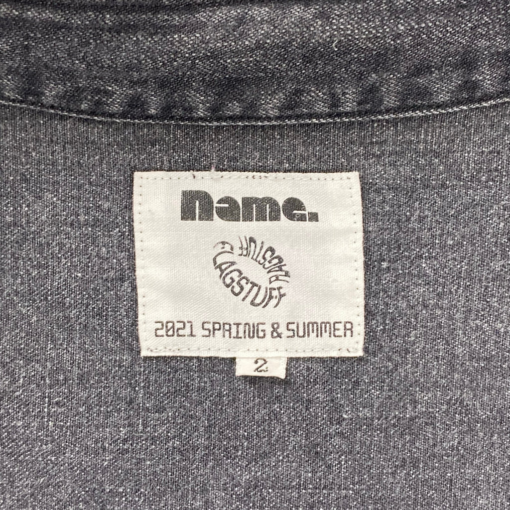 name. × FLAGSTAFF ネーム フラグスタフ / DENIM SHIRT コラボ グラフィックプリント デニムシャツ ブラック 参考定価：33,000+tax SIZE:2(FREE SIZE)