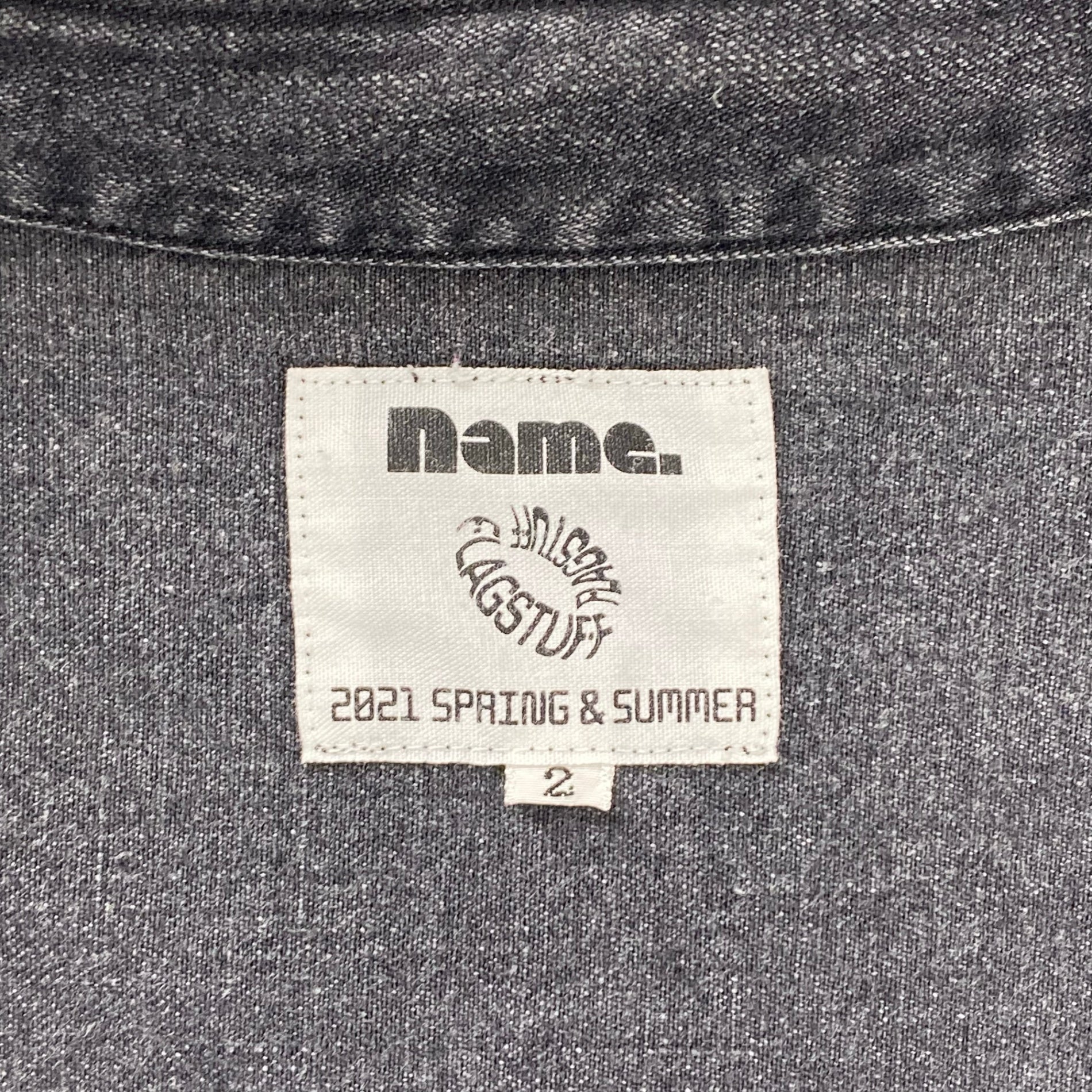 name. × FLAGSTAFF ネーム フラグスタフ / DENIM SHIRT コラボ グラフィックプリント デニムシャツ ブラック 参考定価：33,000+tax SIZE:2(FREE SIZE)