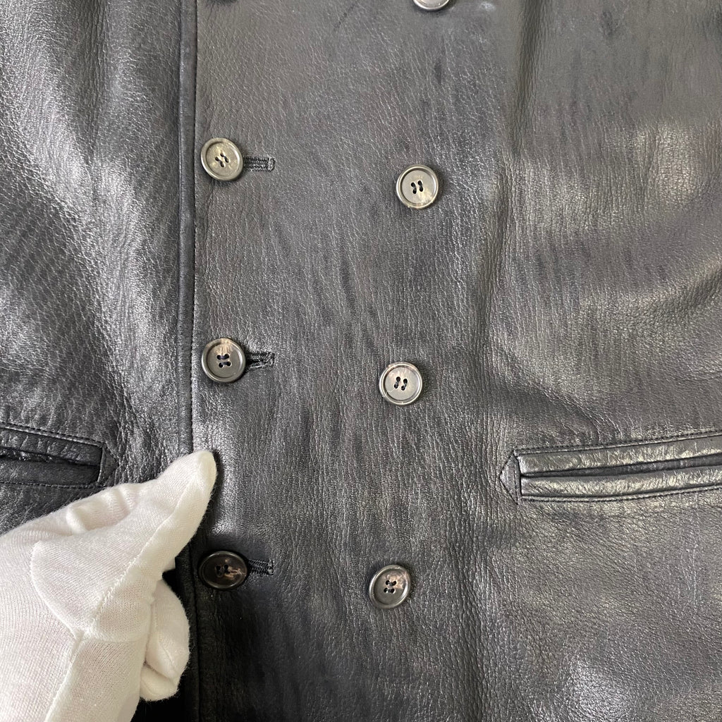 【スペシャル】COMME CA DU MODE MEN コムサデモードメン ヴィンテージ ディアスキン カラーレス ダブルブレスト レザージャケット