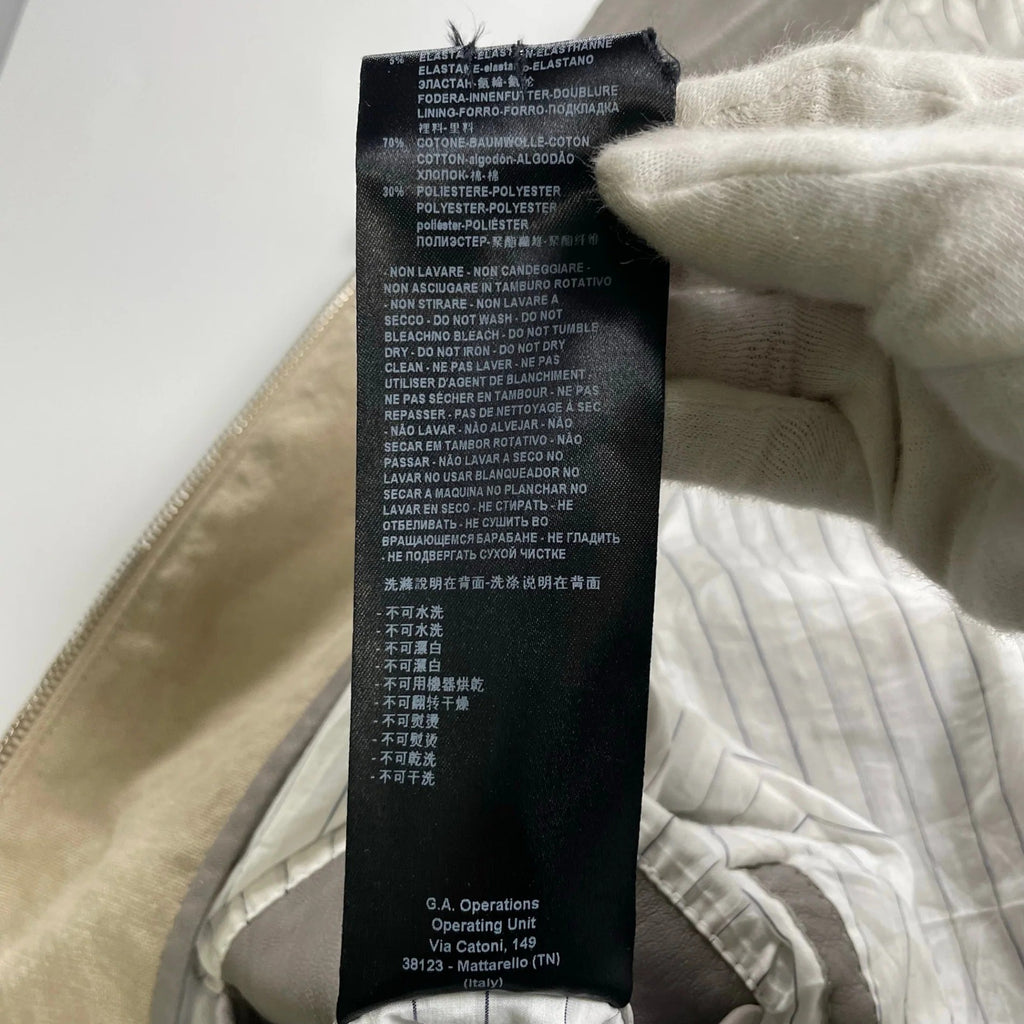 GIORGIO ARMANI ジョルジオ アルマーニ / ラムレザー×リネン 異素材MIX ハリントンジャケット ブルゾン G9タイプ 参考定価：300,000程度 SIZE:46