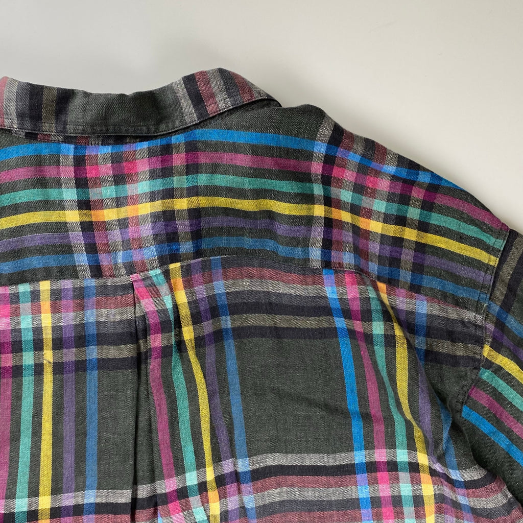 VINTAGE LANVIN PARIS ランバン パリ / リネン100％ チェック柄 ヴィンテージ シャツ MADE IN ITALY SIZE：L