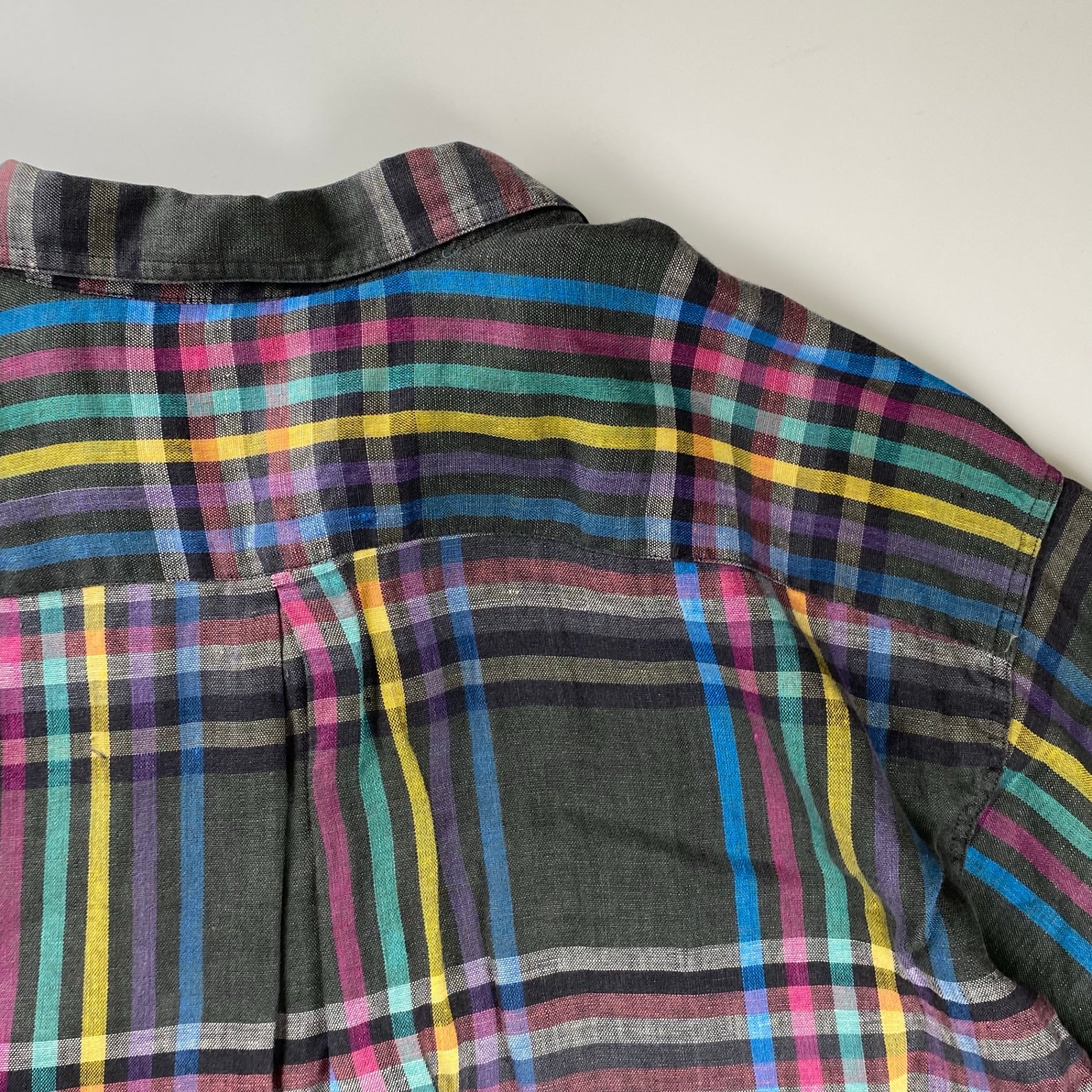 VINTAGE LANVIN PARIS ランバン パリ / リネン100％ チェック柄 ヴィンテージ シャツ MADE IN ITALY SIZE：L