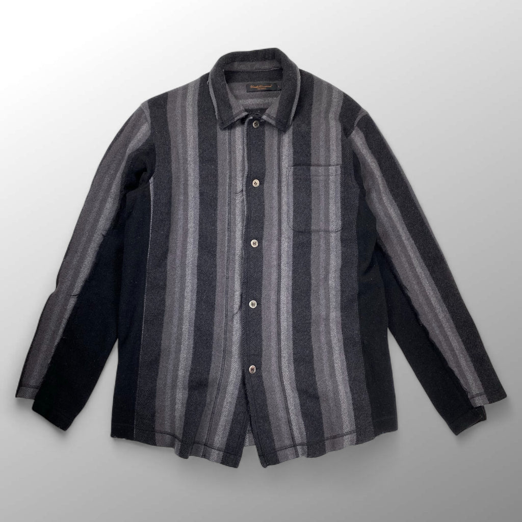 03AW Undercoverism アンダーカバイズム / アーカイブ paper doll期 再構築ブランケットシャツ グレー×ブラック SIZE：L