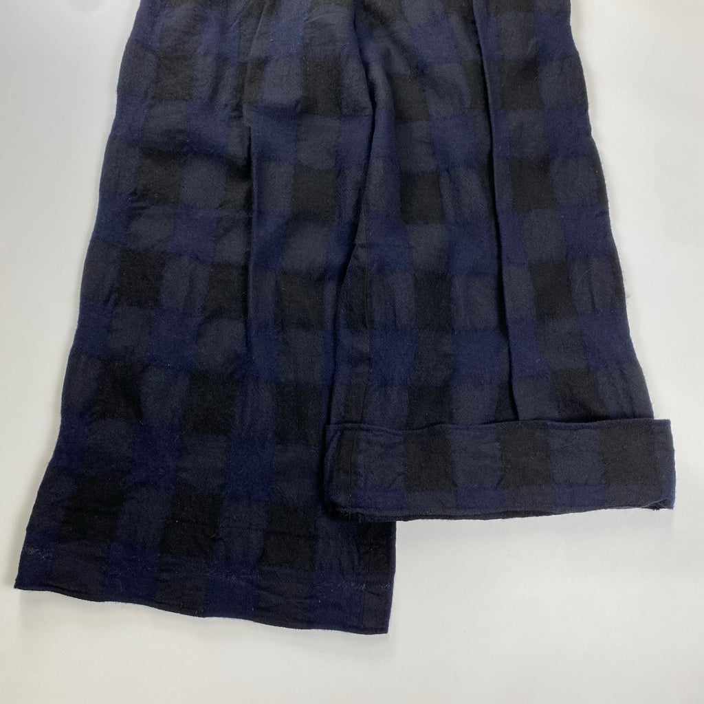 Y's ワイズ / ウール縮絨 チェック柄 2タッククロップドパンツ ネイビー×ブラック SIZE:1