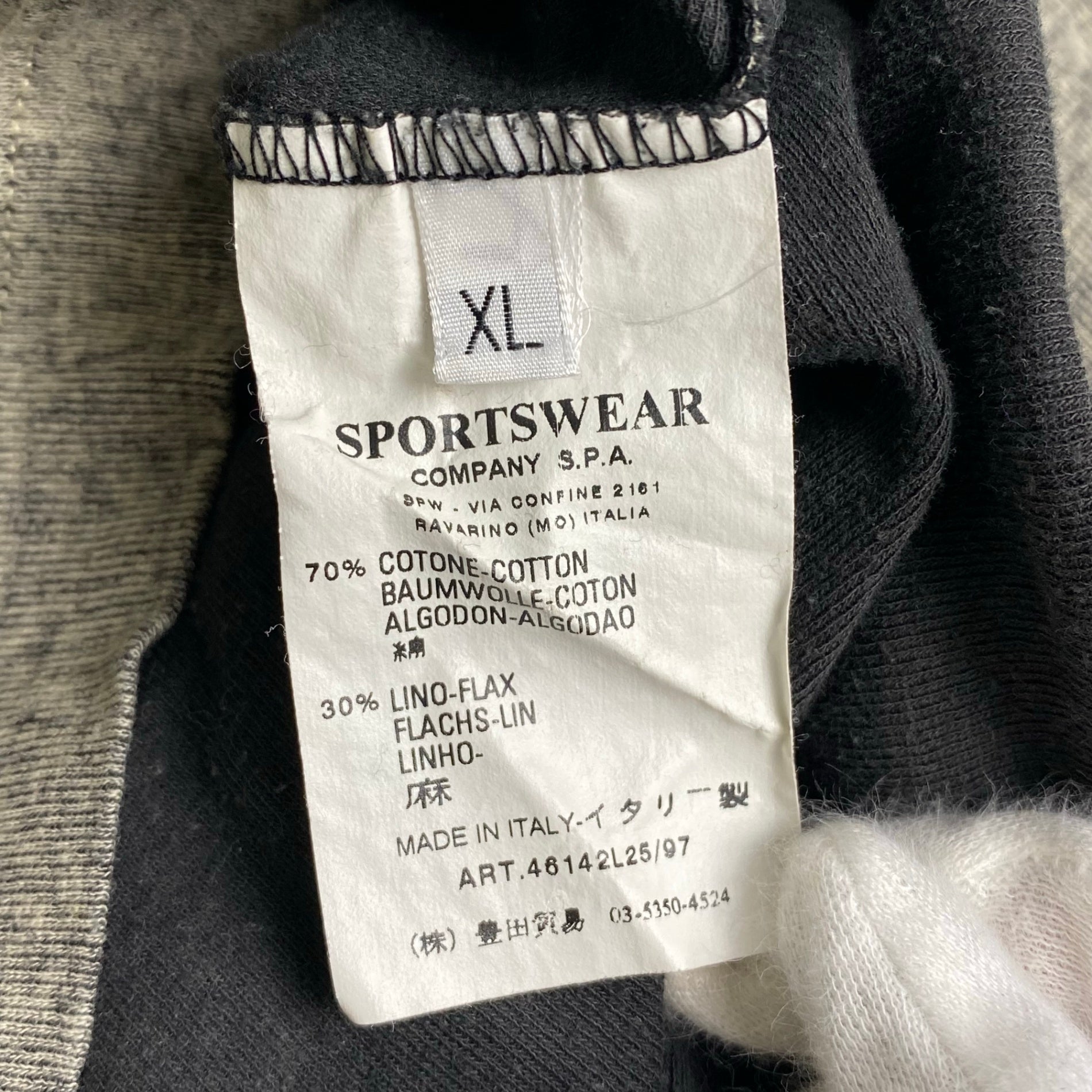 STONE ISLAND denims ストーンアイランド デニム / コットンリネンシームデザインTEE ロゴ グレー×ブラック SIZE:XL