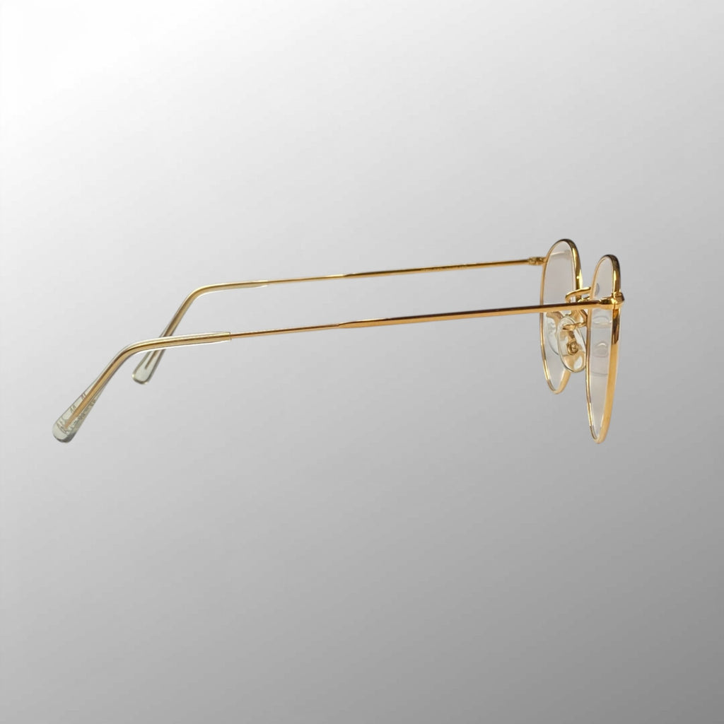 【70年代 デッドストック】 Hilton Classic ヒルトン クラシック / PANTO パント型 アイウェア 伊達メガネ デモレンズ入 K14 ロールドゴールド SIZE:49-20 111