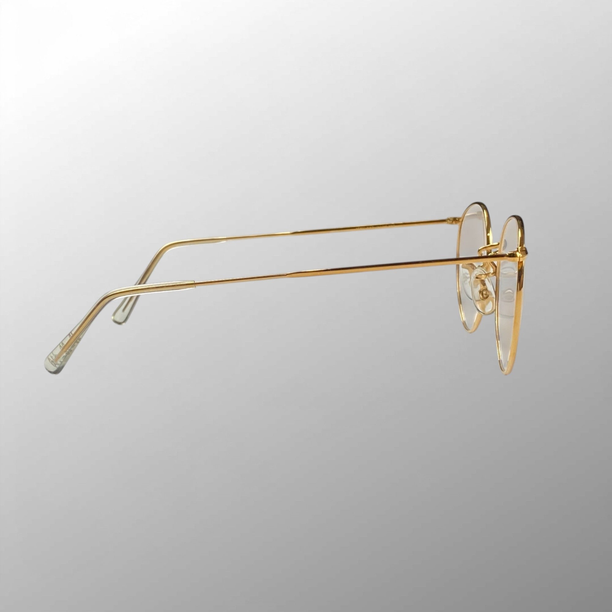 【70年代 デッドストック】 Hilton Classic ヒルトン クラシック / PANTO パント型 アイウェア 伊達メガネ デモレンズ入 K14 ロールドゴールド SIZE:49-20 111