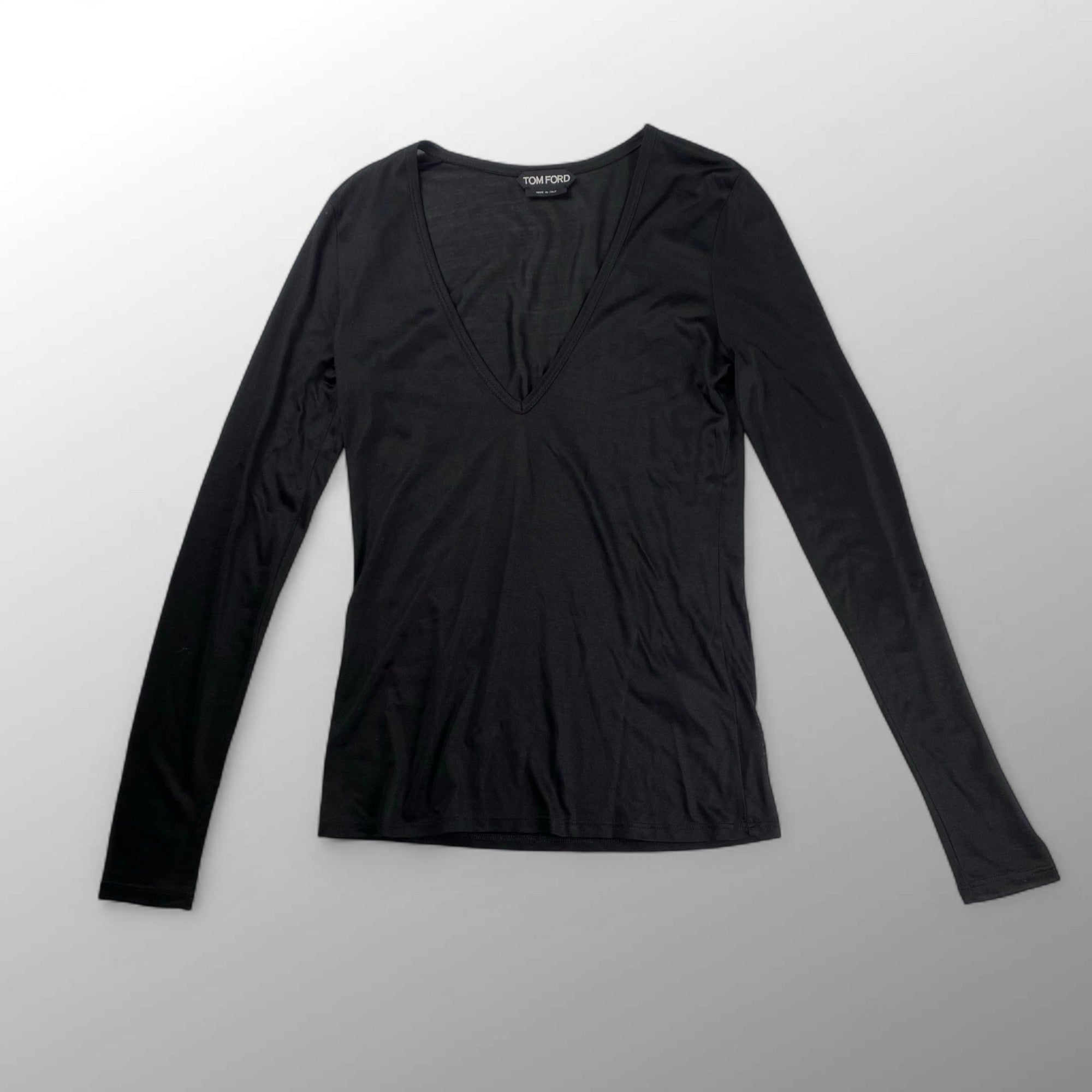 TOM FORD トムフォード / シルク100％ Vネックカットソー MADE IN ITALY レディース SIZE：36(S程度)