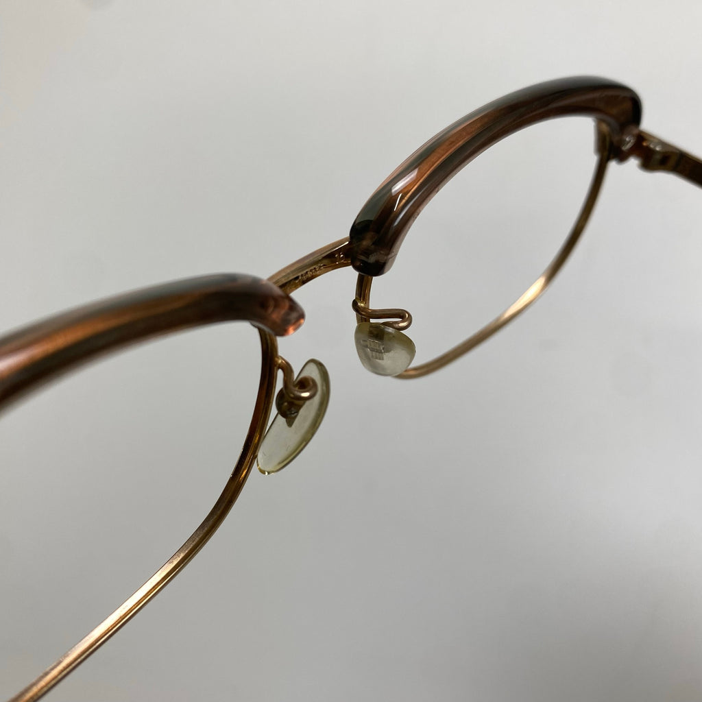 EURO VINTAGE 西ドイツ製 / ヴィンテージ メガネ アイブロウ K10GF ブラウン ゴールド レンズ無