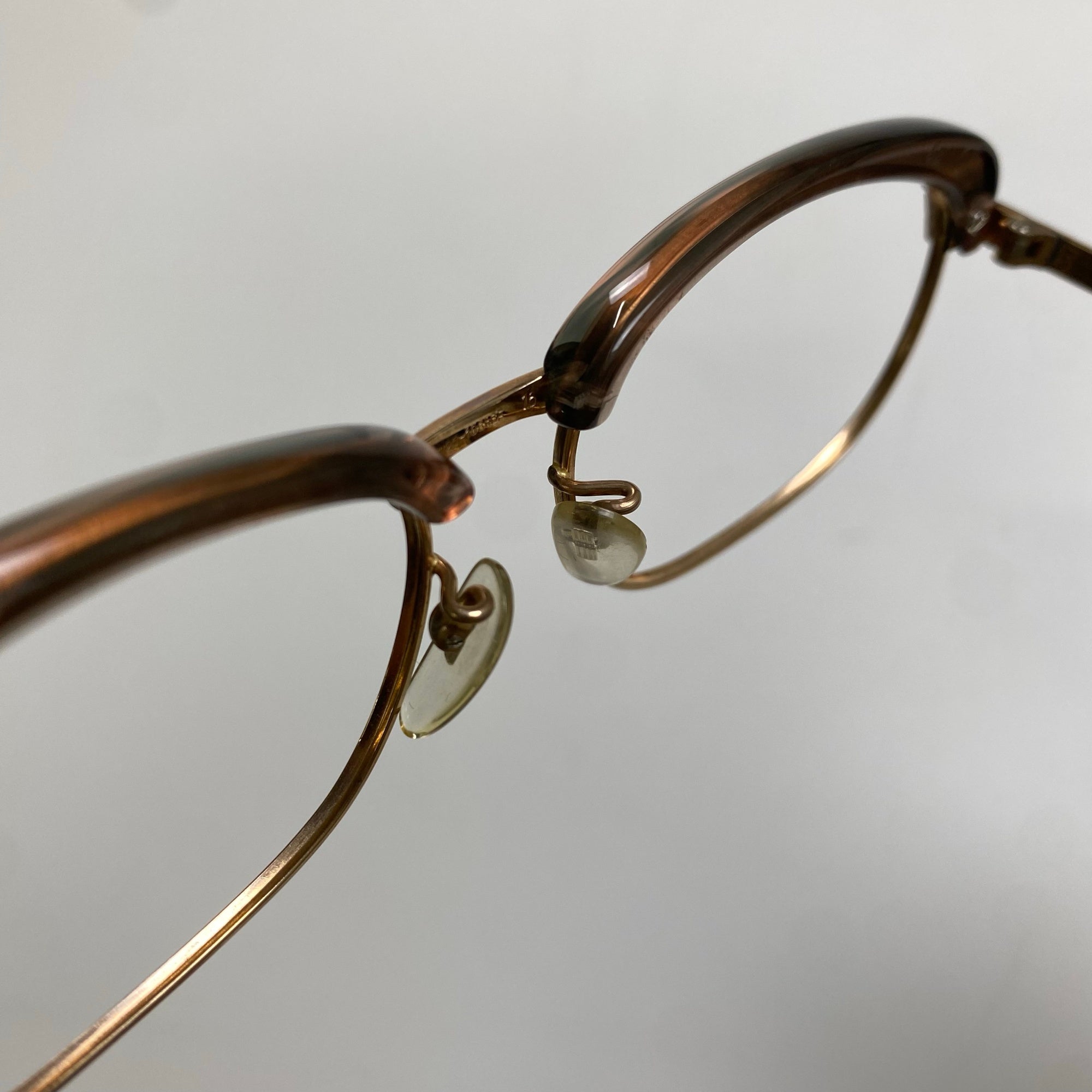 EURO VINTAGE 西ドイツ製 / ヴィンテージ メガネ アイブロウ K10GF ブラウン ゴールド レンズ無