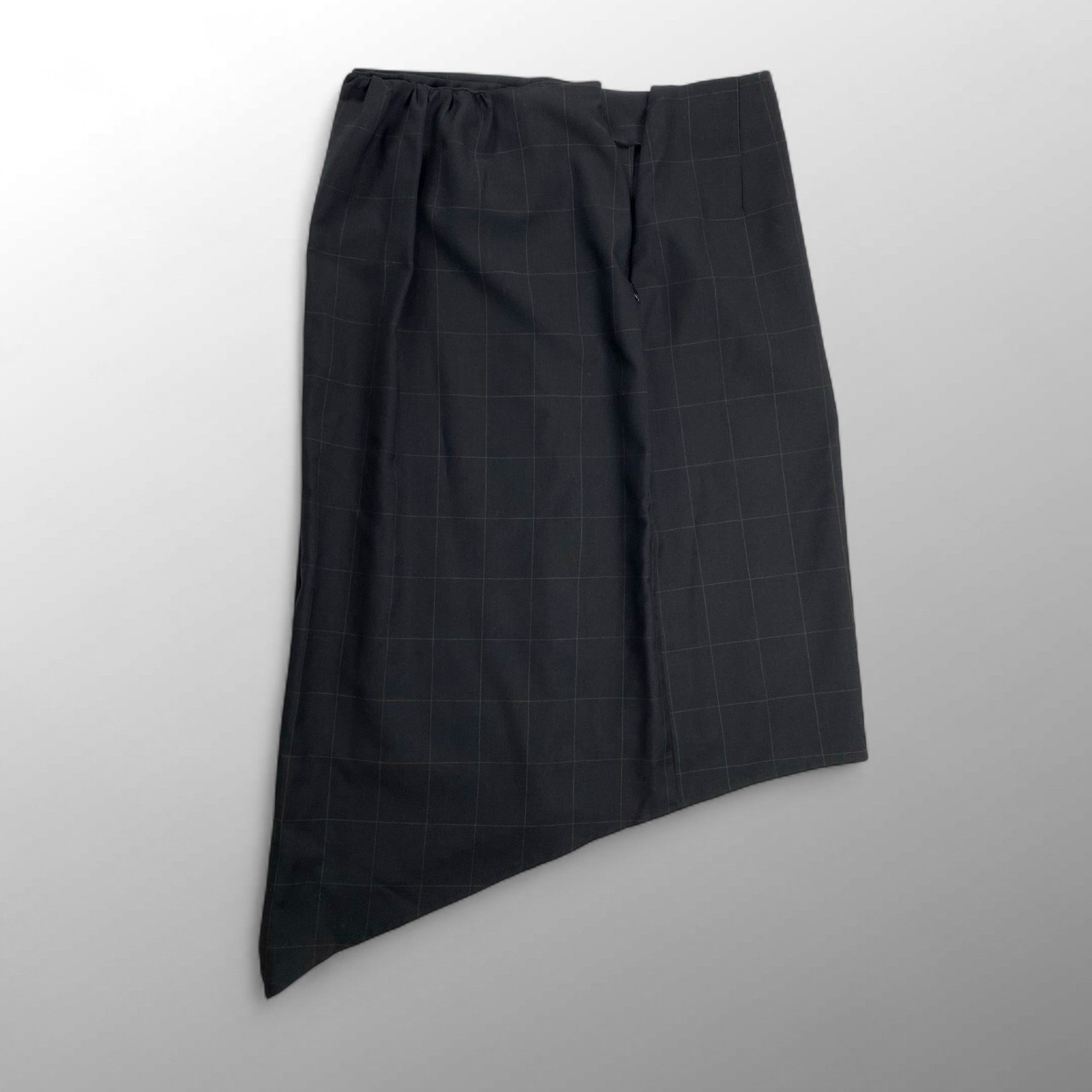 collection PRIVEE? コレクション プリヴェ / アシンメトリー ラップスカート チェック柄 ブラック 参考定価：45,000程度 SIZE：40(W73-75)