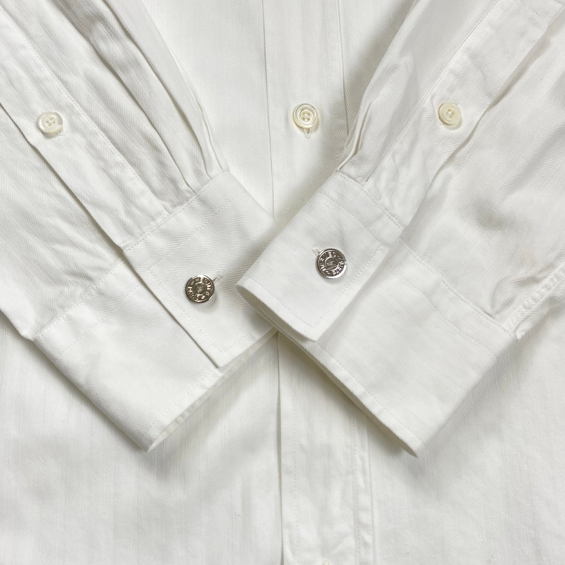 HERMES エルメス / ドビーストライプ シャツ セリエボタン MADE IN FRANCE SIZE:42(L程度)