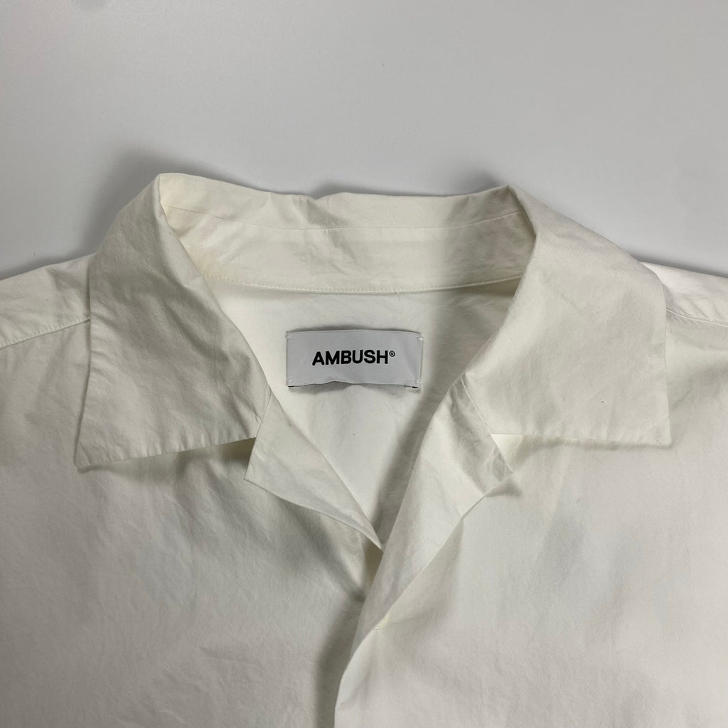AMBUSH アンブッシュ / Back Logo Over Shirt ロゴ 半袖 シャツ ホワイト×ブラック SIZE：48(L程度)