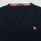 BURBERRY BLACK LABEL バーバリーブラックレーベル / ワンポイントVネックニット 参考定価：25,000程度 SIZE:2