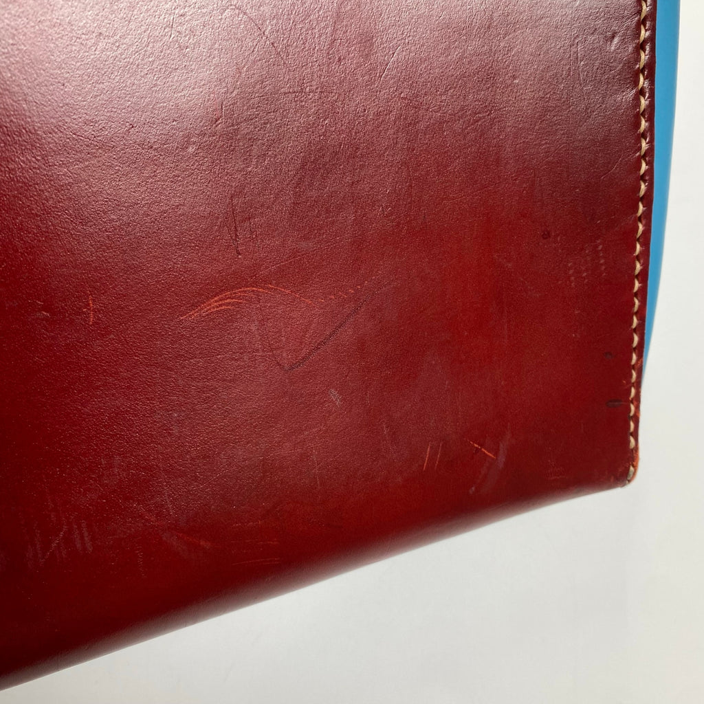 レザークラフト / レザーハンドバッグ バーガンディ×ターコイズブルー