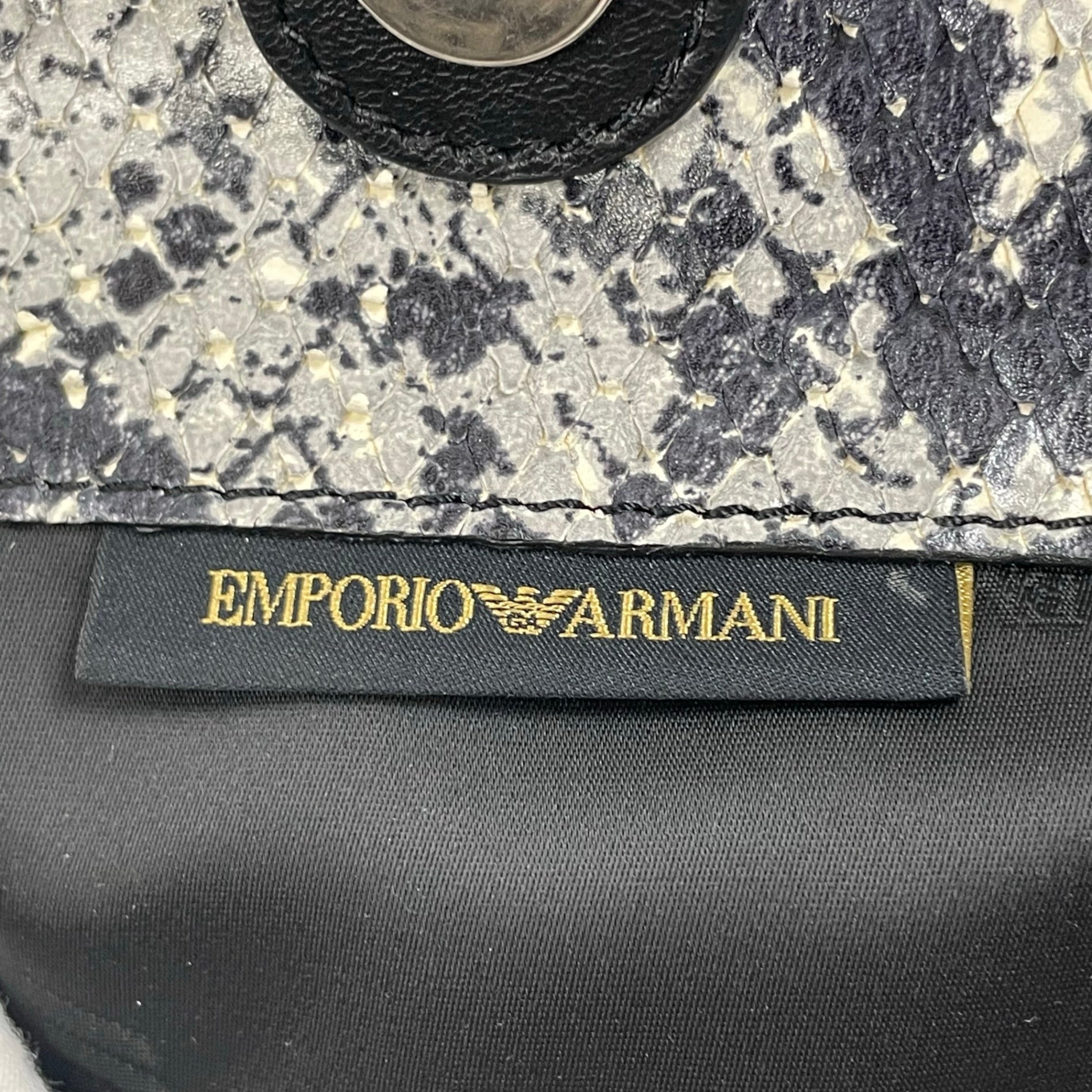 EMPORIO ARMANI / カーフレザートートバッグ パイソン加工 参考定価：180,000程度 布袋付