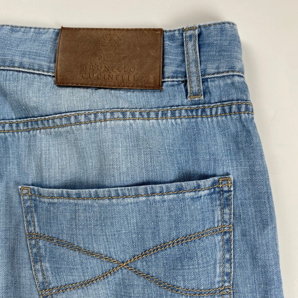 BRUNELLO CUCINELLI ブルネロ クチネリ / エンブレム刺繍 デニムパンツ LEISURE FIT  MADE IN ITALY 参考定価：130,000程度 SIZE:48(M程度)