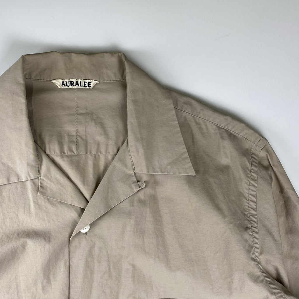 AURALEE オーラリー / SELVEDGE WEATHER CLOTH SHIRTS オープンカラー シャツ ベージュ 参考定価：22,000+tax SIZE：3
