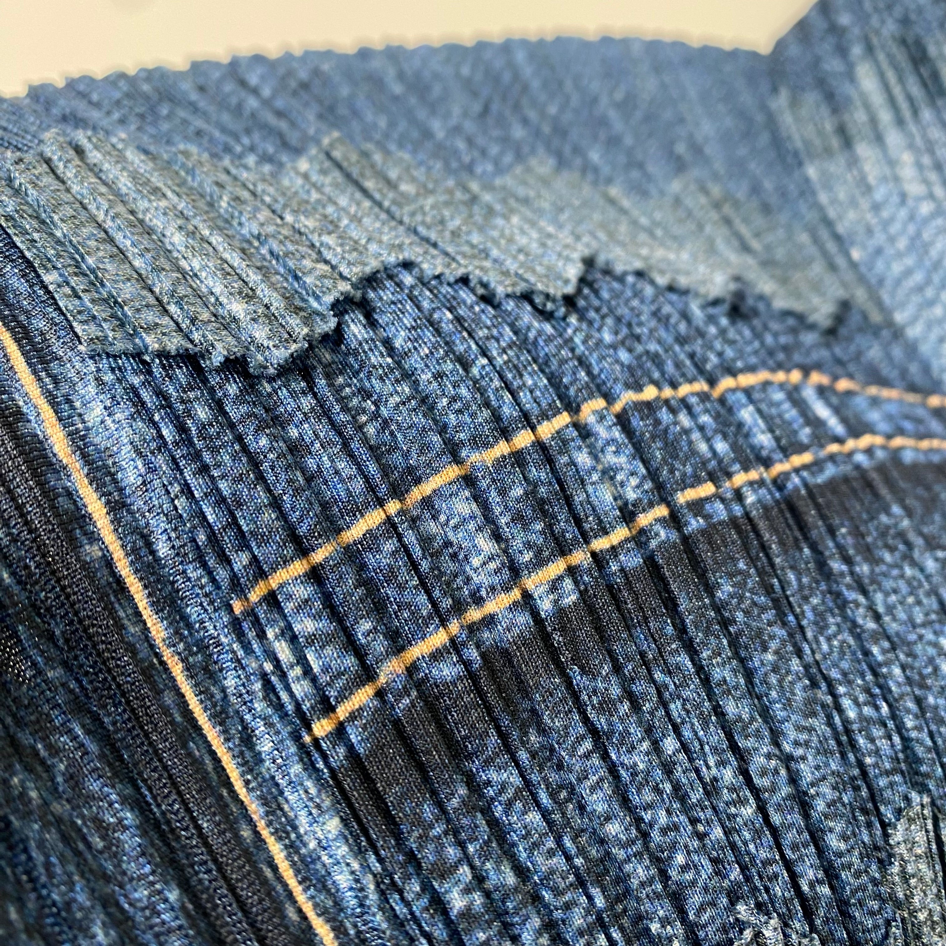 PLEATS PLEASE ISSEY MIYAKE プリーツプリーズ イッセイミヤケ パッチワーク デニム転写 プリーツ シャツ