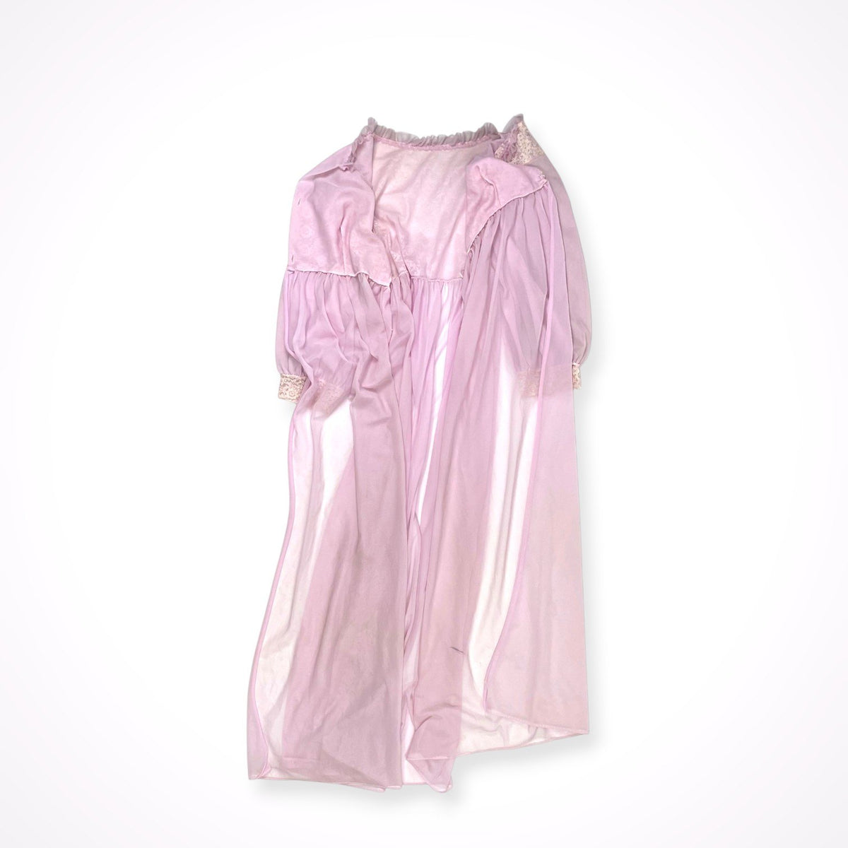 VINTAGE / 6-70年代 ヴィンテージ シフォンドレス ナイロンシアー レース 長袖 マキシ丈 SIZE:M