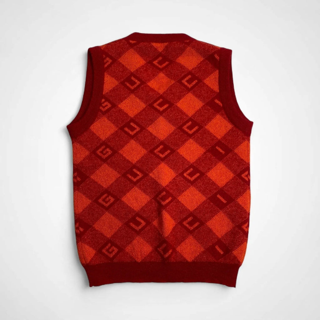 GUCCI グッチ / モヘヤMIX アーガイルベスト オレンジ×レッド 22SS SIZE：XXS