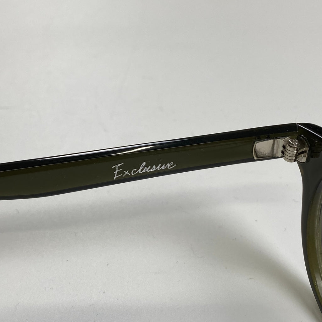 金子眼鏡 × 泰八郎謹製 【手造】シリーズ / EXCLUSIVE セルロイド ウェリントン ノー芯 カーキ 度なしクリアレンズ入り E-11 参考定価：40,000程度