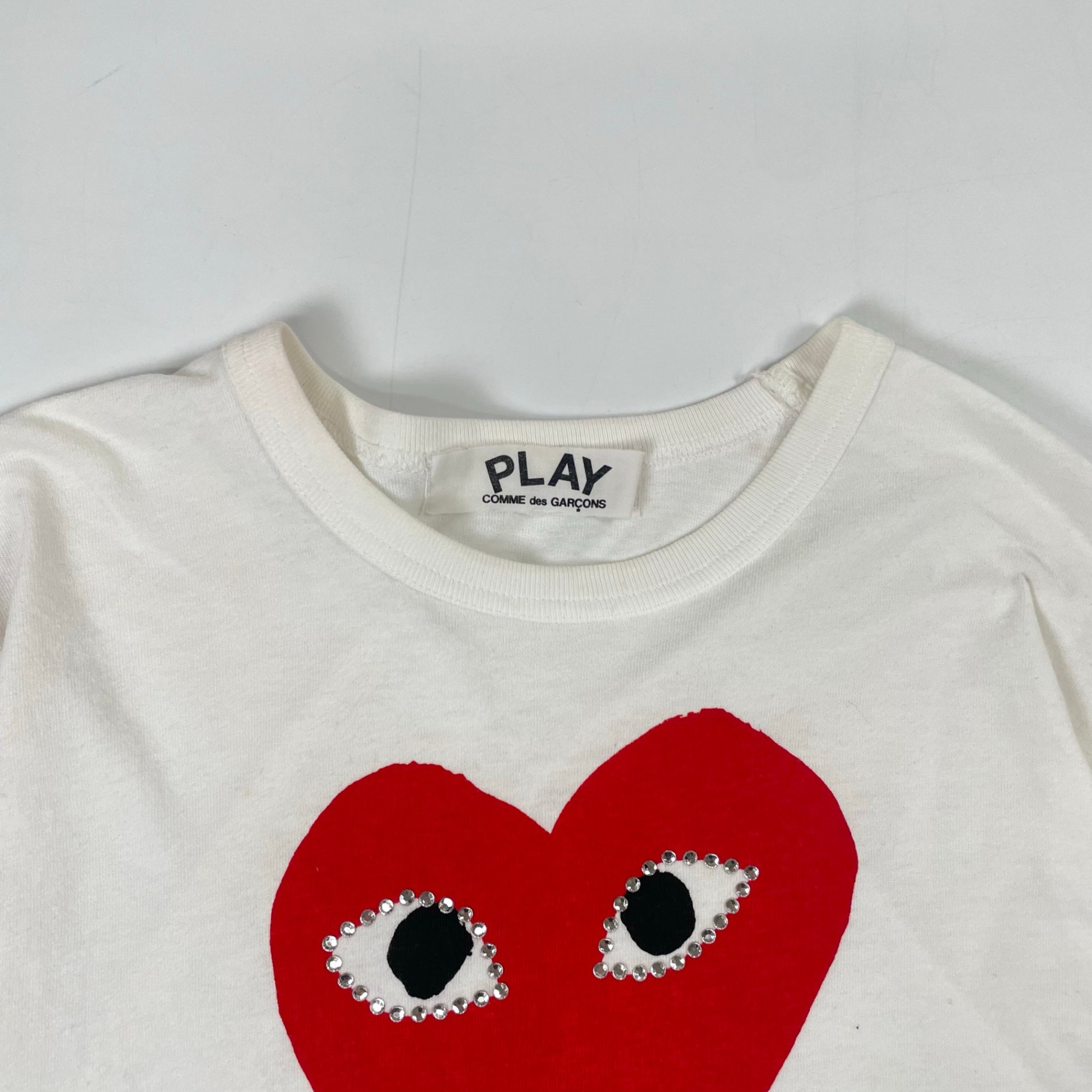 PLAY COMME des GARCONS / ハート＆ラインストーン Tシャツ AD2009 SIZE:S