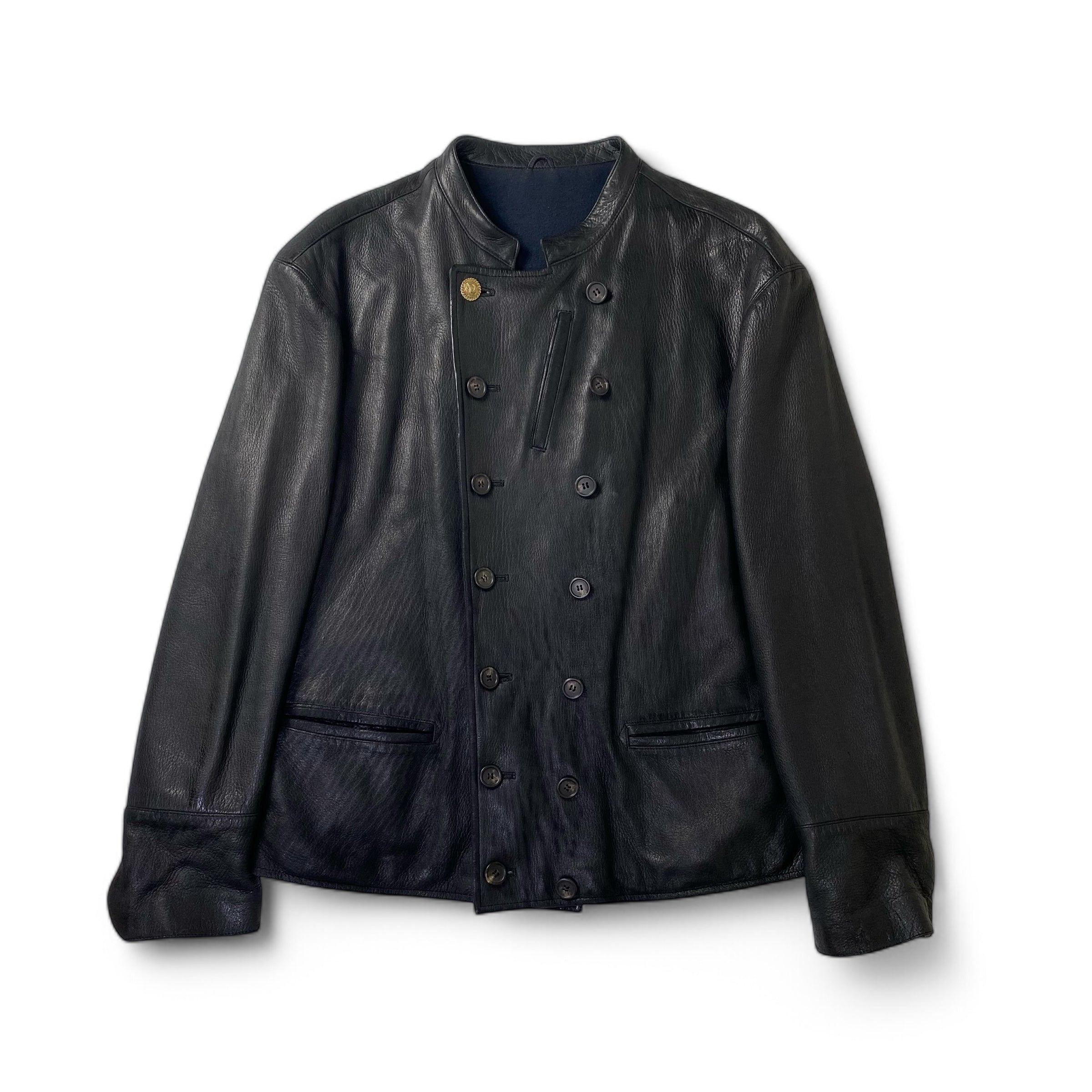 【スペシャル】COMME CA DU MODE MEN コムサデモードメン ヴィンテージ ディアスキン カラーレス ダブルブレスト レザージャケット