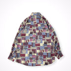 FIONA MACPHAIL / UKパッチワーク柄シルクシャツ モッズ 参考定価：18,000程度 SIZE:L