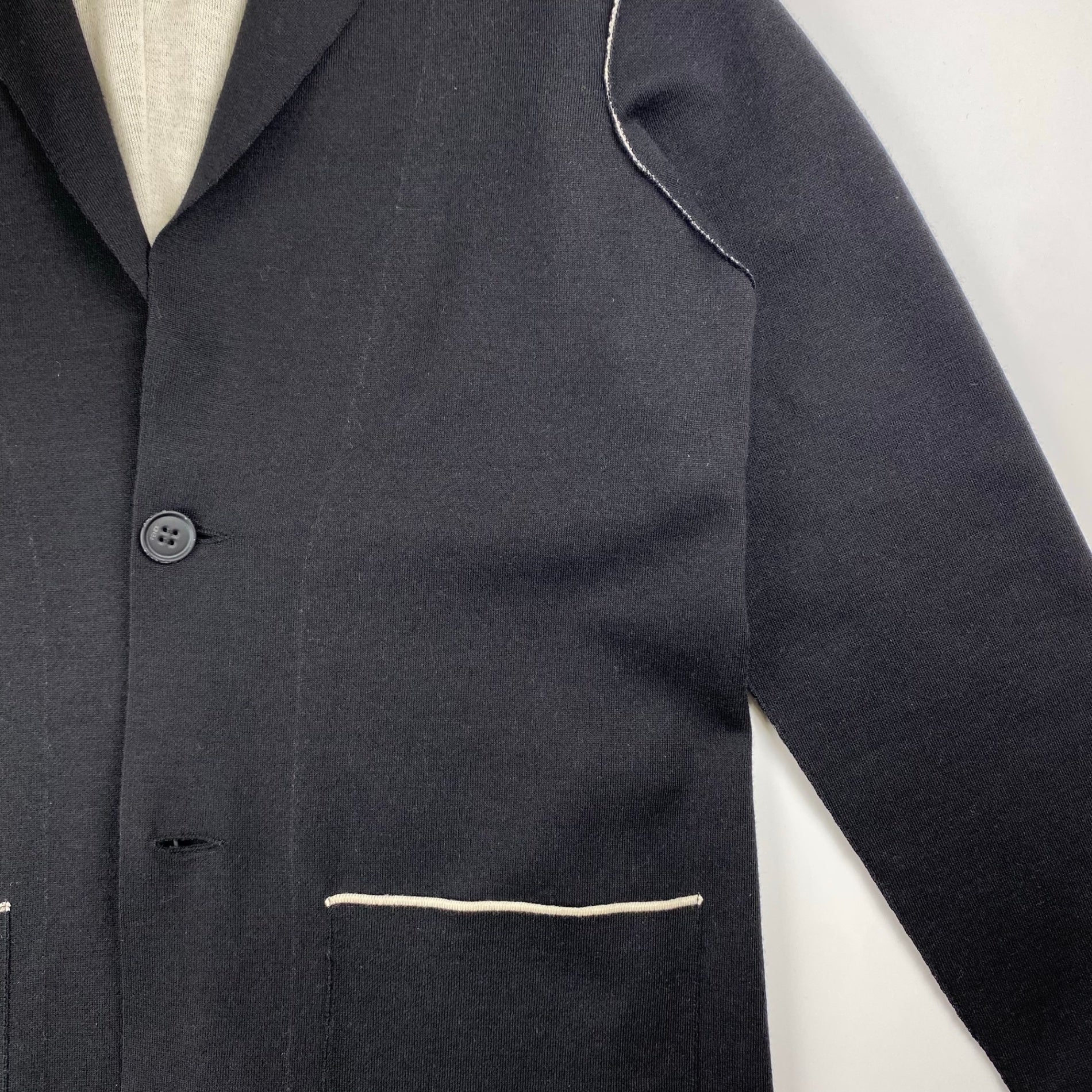 FENDI フェンディ / ニット バイカラー ジャガード ジャケット MADE IN ITALY SIZE:48（L程度）