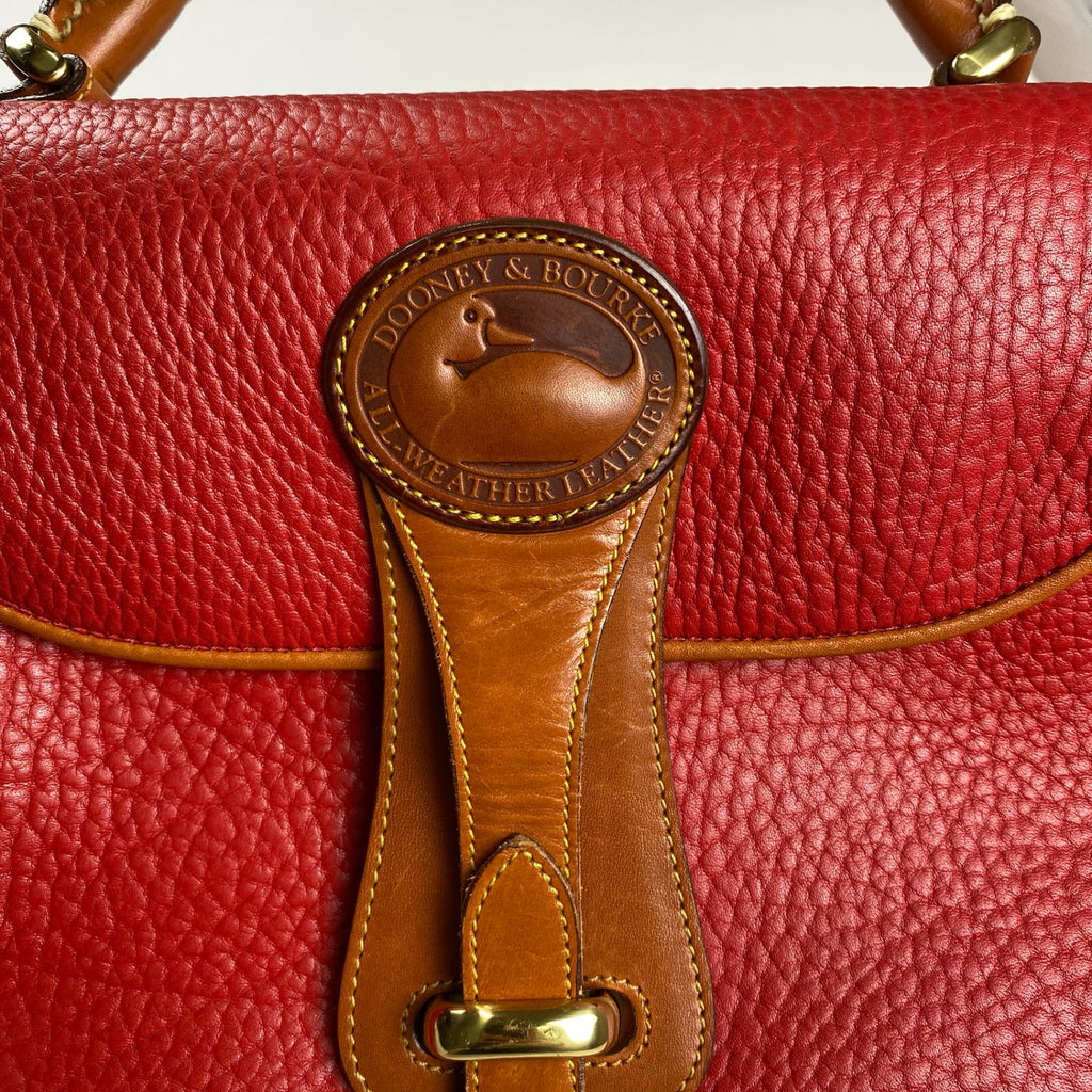 DOONEY＆BOURKE ドゥーニーアンドバーク / ワンハンドル ハンドバッグ シボ革 レザー レッド×ブラウン ユニセックス