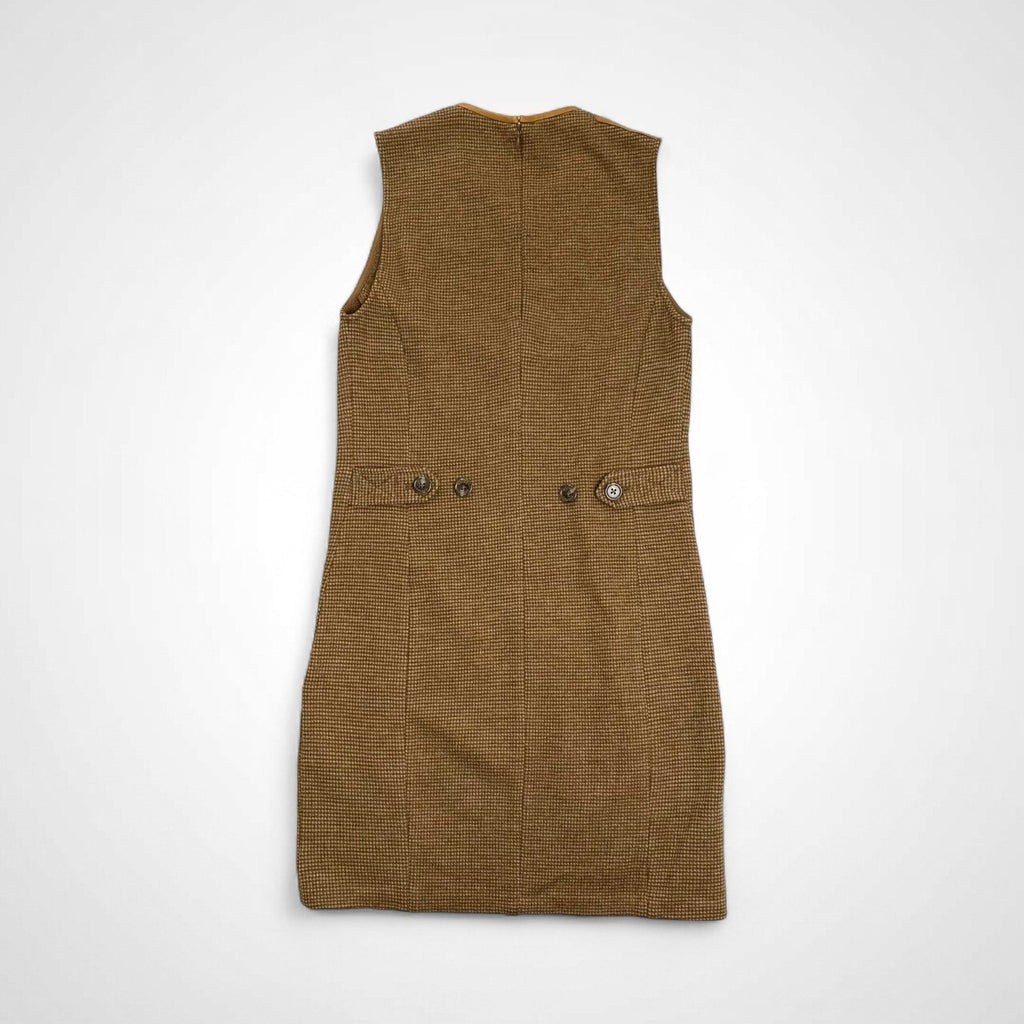 RALPH LAUREN ラルフローレン / ツイードワンピース レザー切替 ウール100％ 参考定価：48,000+tax SIZE：XS