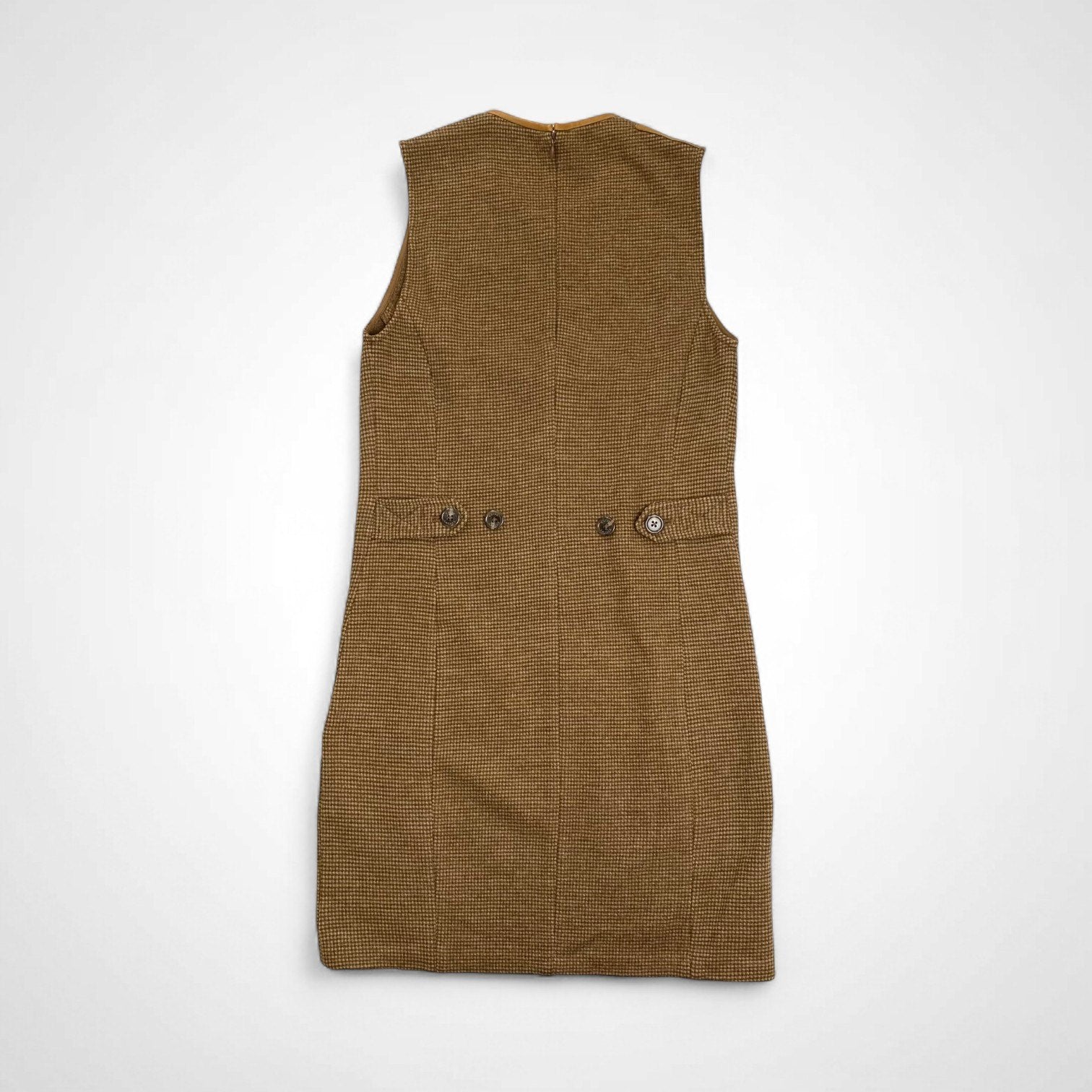 RALPH LAUREN ラルフローレン / ツイードワンピース レザー切替 ウール100％ 参考定価：48,000+tax SIZE：XS