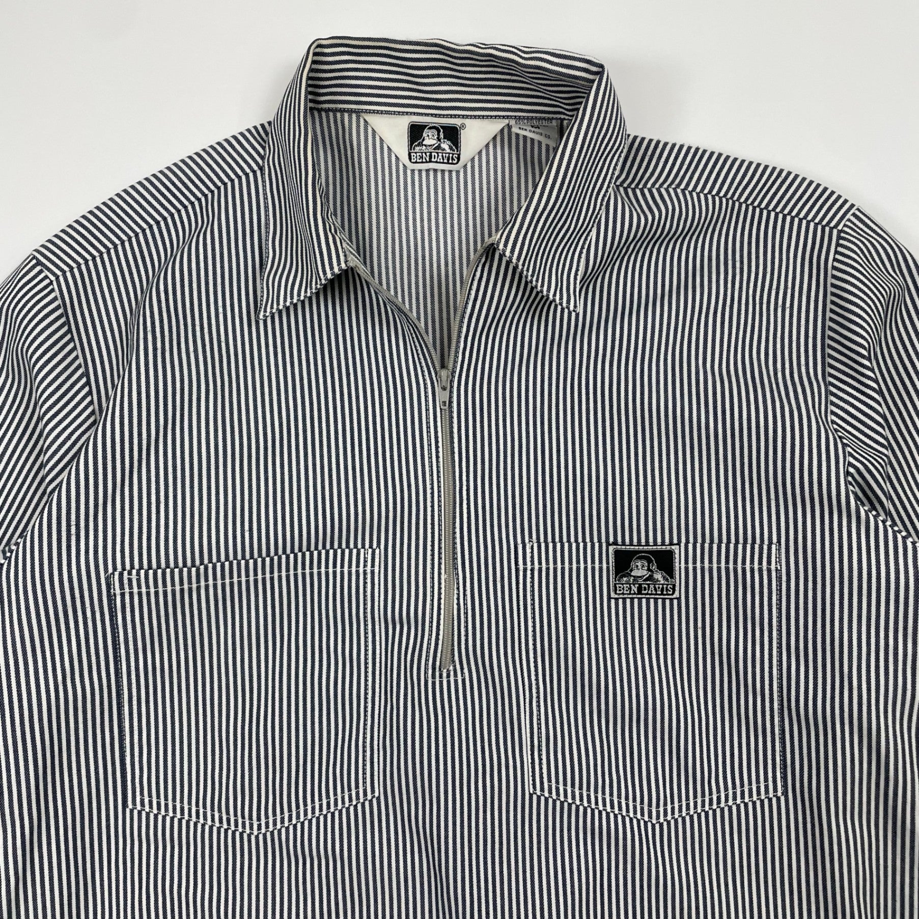 BEN DAVIS ベンデイビス / ハーフジップヒッコリーシャツジャケット 日本製 SIZE：M