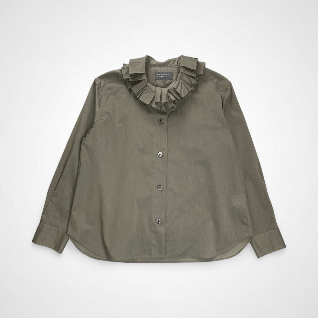 MARGALET HOWELL マーガレット ハウエル / WASED COTTON POPLIN ポプリンシャツ 24年 美品 参考定価：36,000+tax SIZE:1