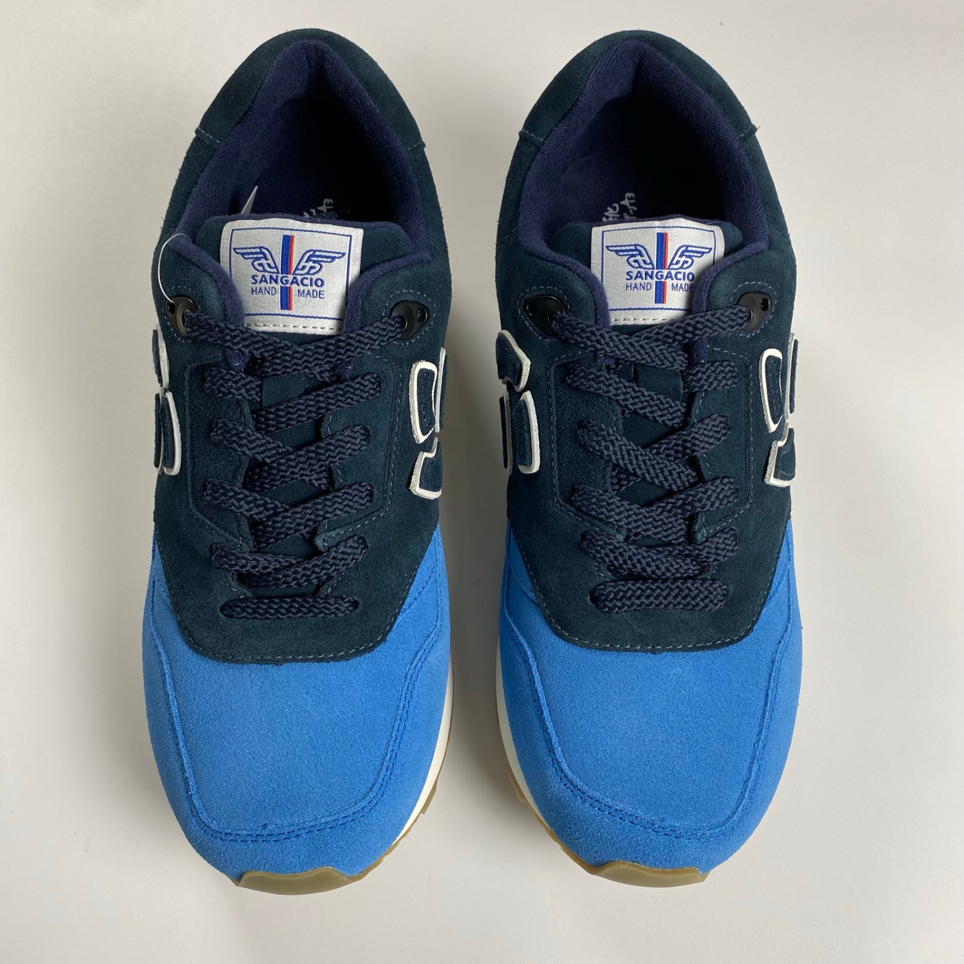 【未使用】 Sangacio サンガッチョ / BLUE × NAVY カウレザースニーカー 参考定価：24,000+tax SIZE:27cm