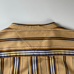 90s OLD TOMMY HILFIGER トミーヒルフィガー / ストライプ  ビッグシルエットシャツ ノーカラー バンドカラー エンブレム  SIZE：L（XXL程度）