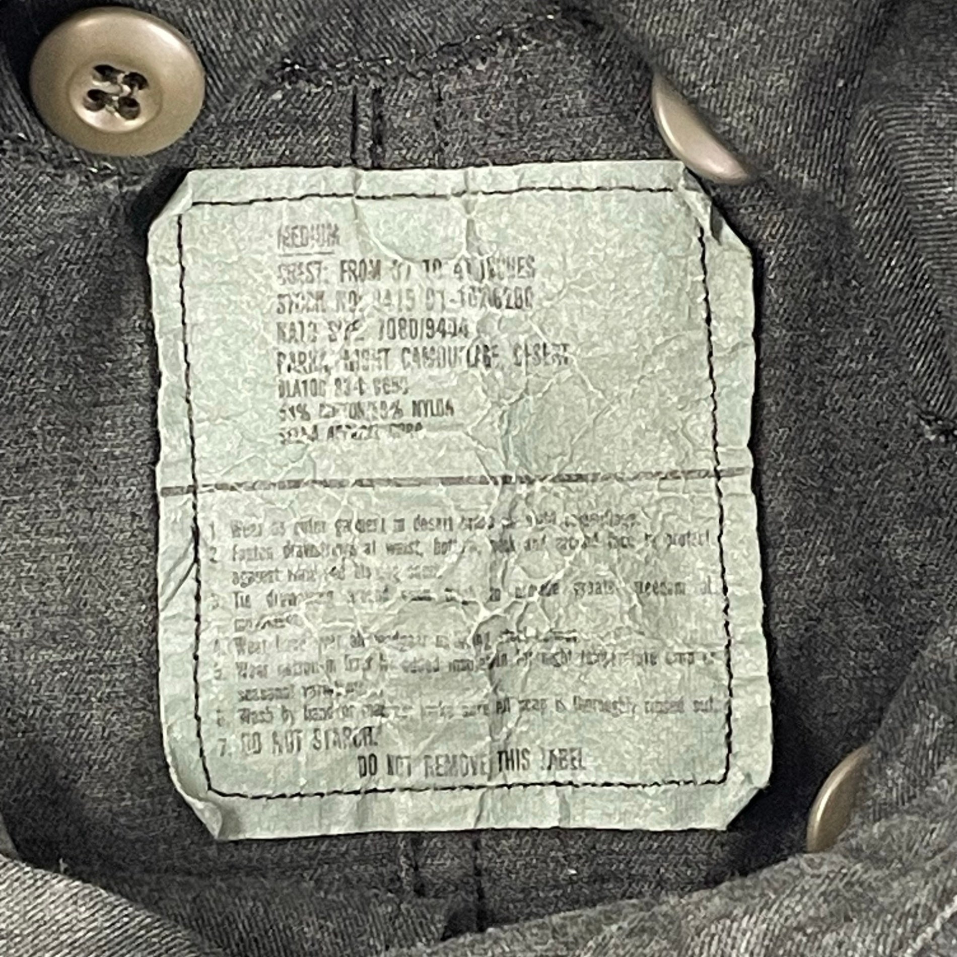 US ARMY アメリカ軍 / 80s 後染めナイトデザートカモパーカー SIZE：MEDIUM